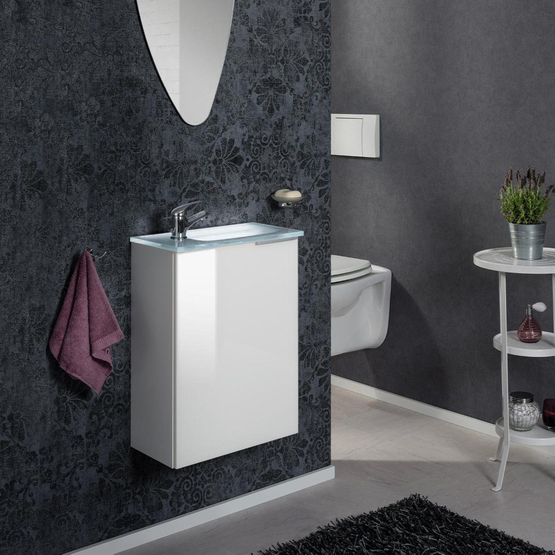 FACKELMANN Waschbecken Fackelmann KARA Gäste WC Set 3-teilig 45 cm, Weiß, l günstig online kaufen