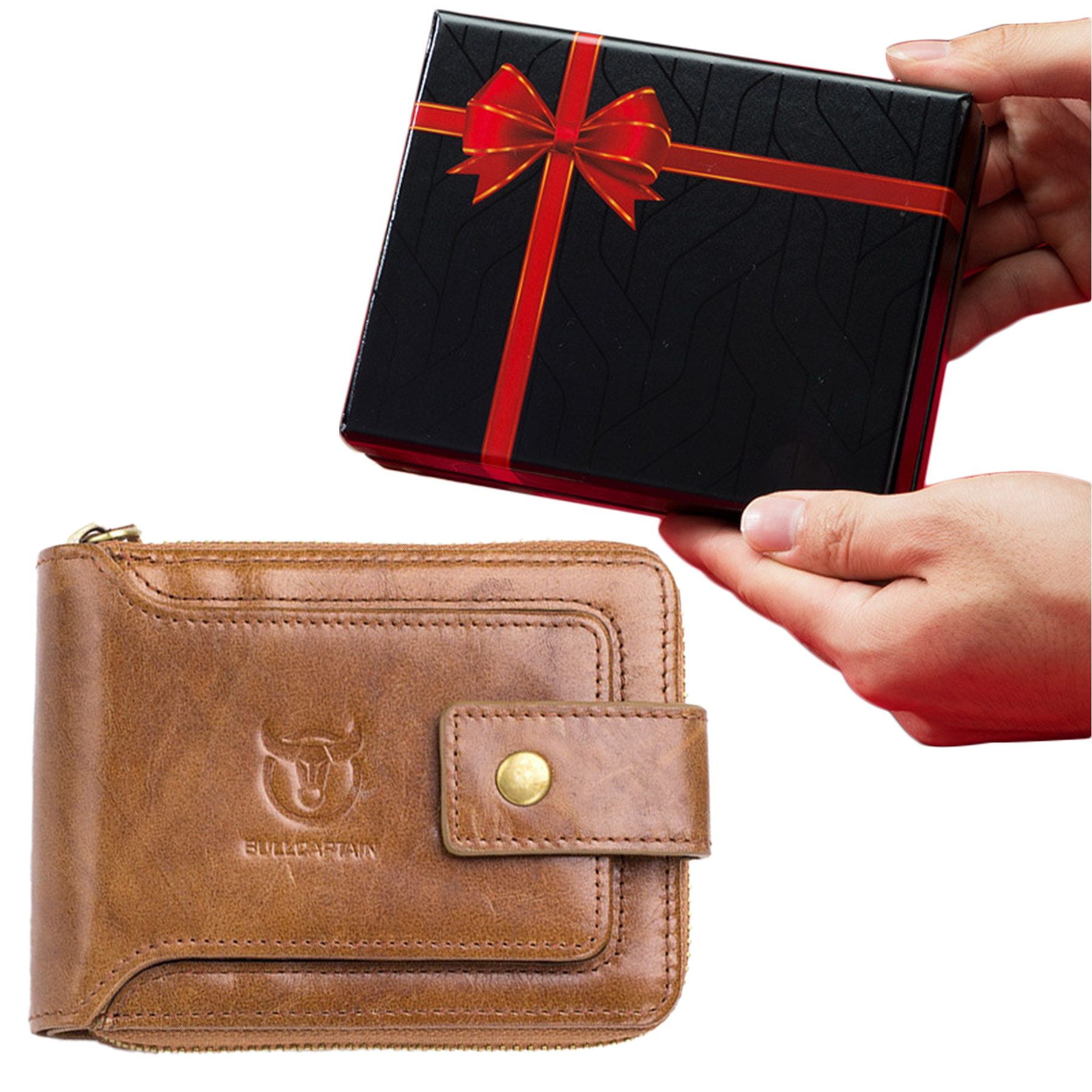 Mutig Geldbörse Slim Wallet Fold mit Münzfach Geldbörse Herren mit Ausweisfenster (Geldklammer & RFID Schutz, Klein Portmonee mit Kartenetui, für 11-14 Karten, Geldbörse Herren, mit Zipper Brieftasche), für Kreditkarten Reise Geldbörse,Geschenk für Männer / Frauen