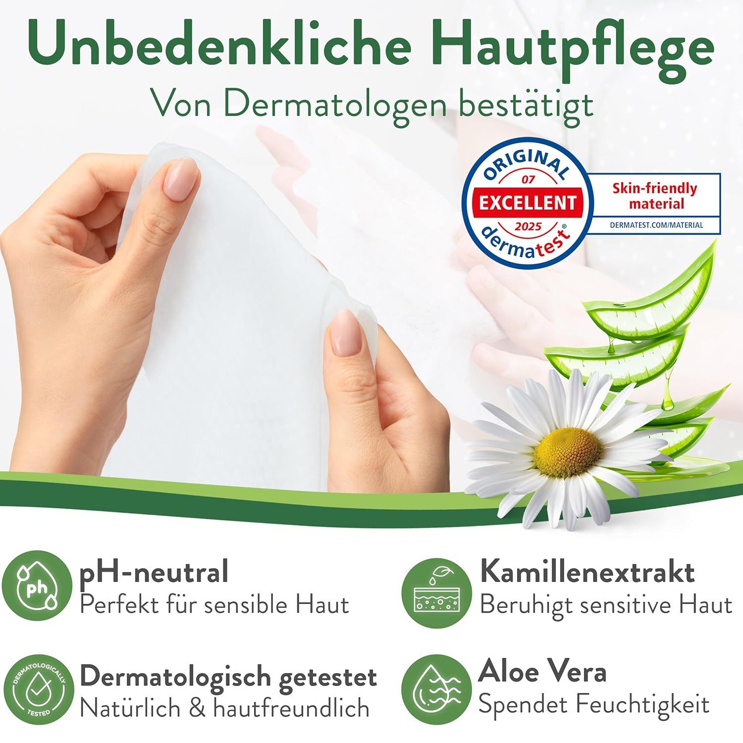 Harmony Care Intimpflege Premium Feuchttücher für Erwachsene XXL Feuchtpflegetücher extra dick Reinigungstücher für den Körper, Körperpflege, 80-tlg., Pflegetücher, Duft: Aloe Vera/Kamille oder Parfumfrei Neutral