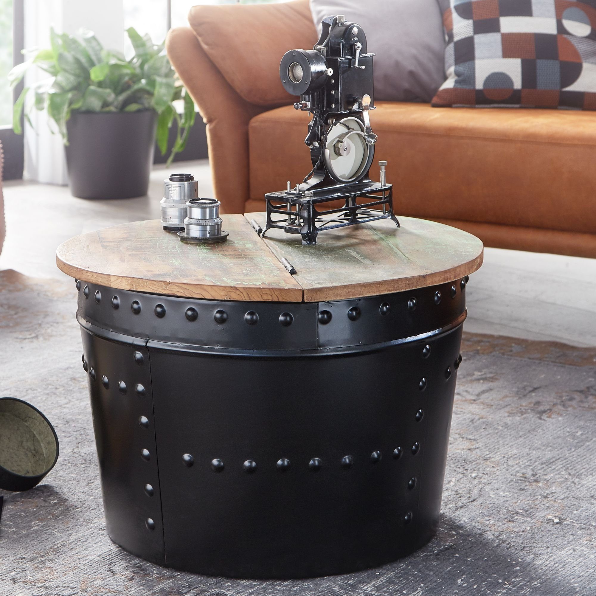 FINEBUY Couchtisch »FB24608«, Mango 60x40x60 cm Massivholz Metall