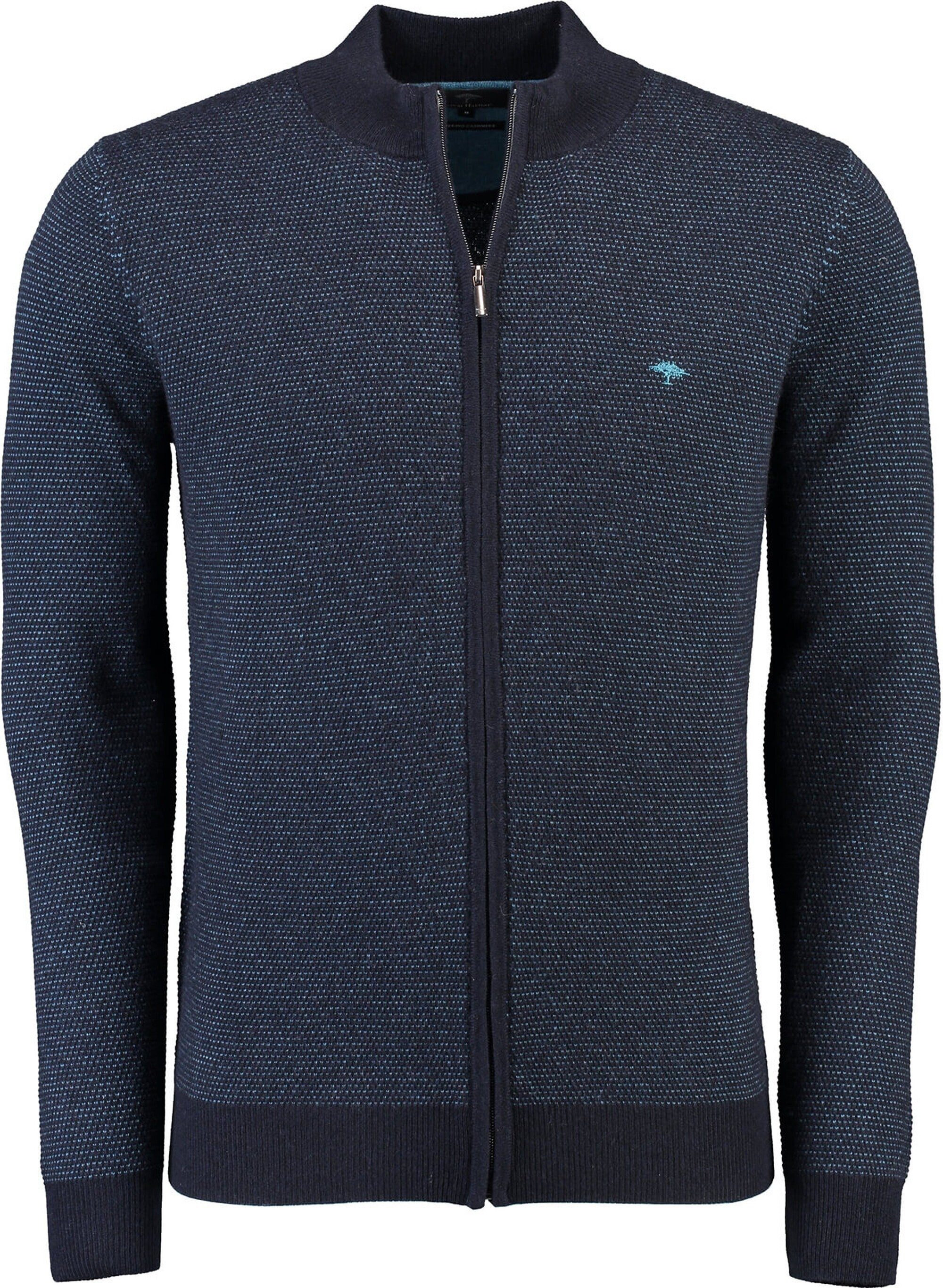 FYNCH-HATTON Strickjacke FYNCH HATTON Strickjacke marine meliert Merinowolle mit Cashmere