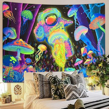 Wandteppich Abstrakter Schwarzlicht-Wandteppich, Kunstwandverkleidung, 230x150 cm, yozhiqu, Heimdekoration, Schlafzimmer-Astronauten-Wandbild