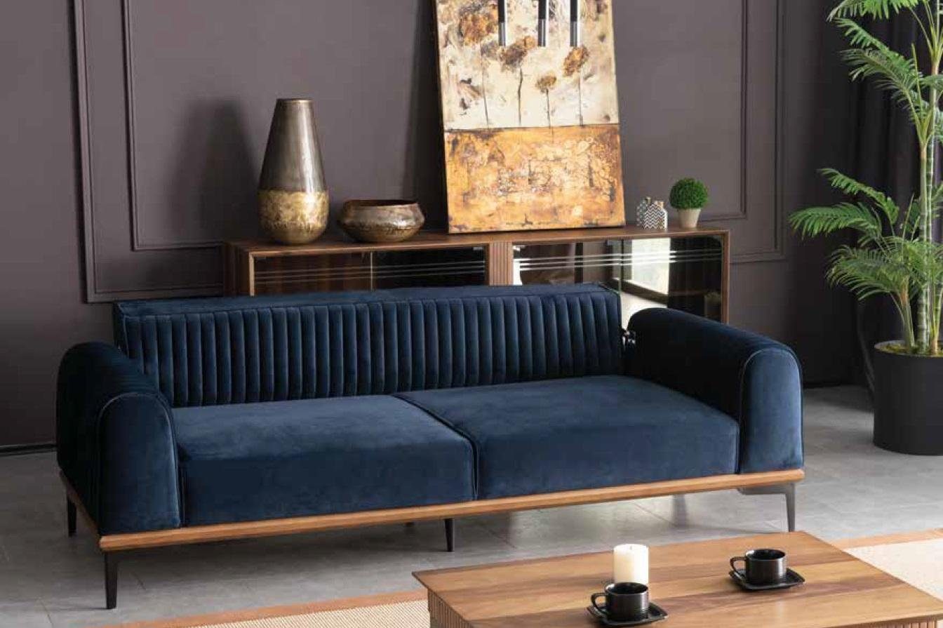 JVmoebel Sofa Moderner Blauer Dreisitzer Couch Wohnzimmer Sitzmöbel Couch, Made in Europe