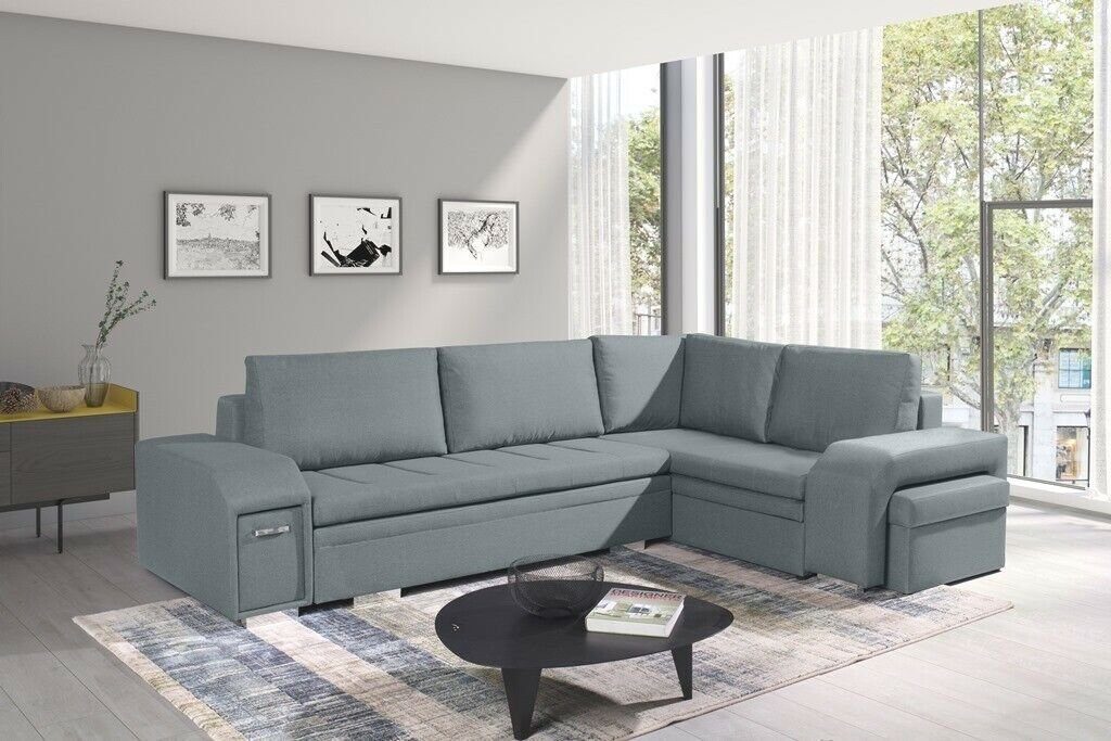 Sitzgruppe Polstersofa Kissen Sofa Wohnzimmer JVmoebel mit Blau Ecksofa, Loungesofa Couch