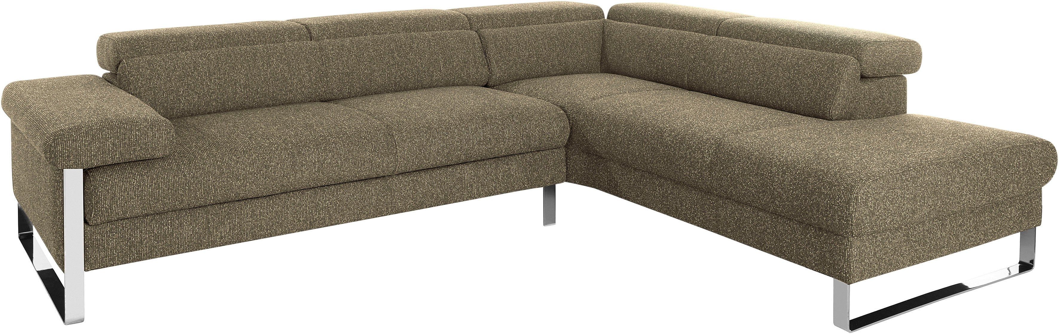 W.SCHILLIG Ecksofa finn, toller Sitzkomfort, L-Form, hochwertige Verarbeitungsdetails, German Design Award 2016, Fußgestell Chrom glänzend, Breite 281 cm