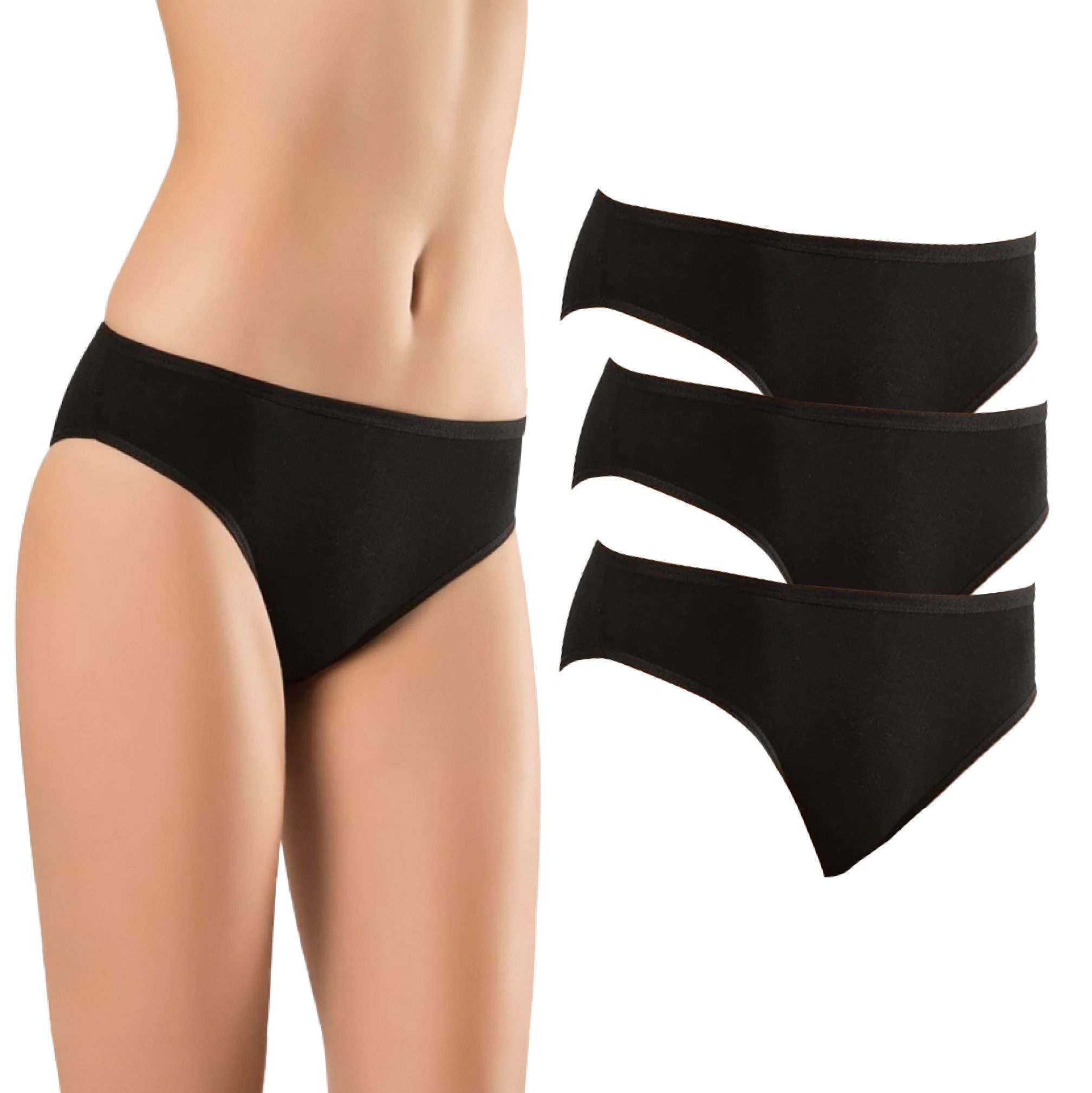 erdem iç giyim Bikinislip 3er-Pack Damen Bambus Slips, superdünn, 95% Bambus, S-3XL,schwarz/weiß