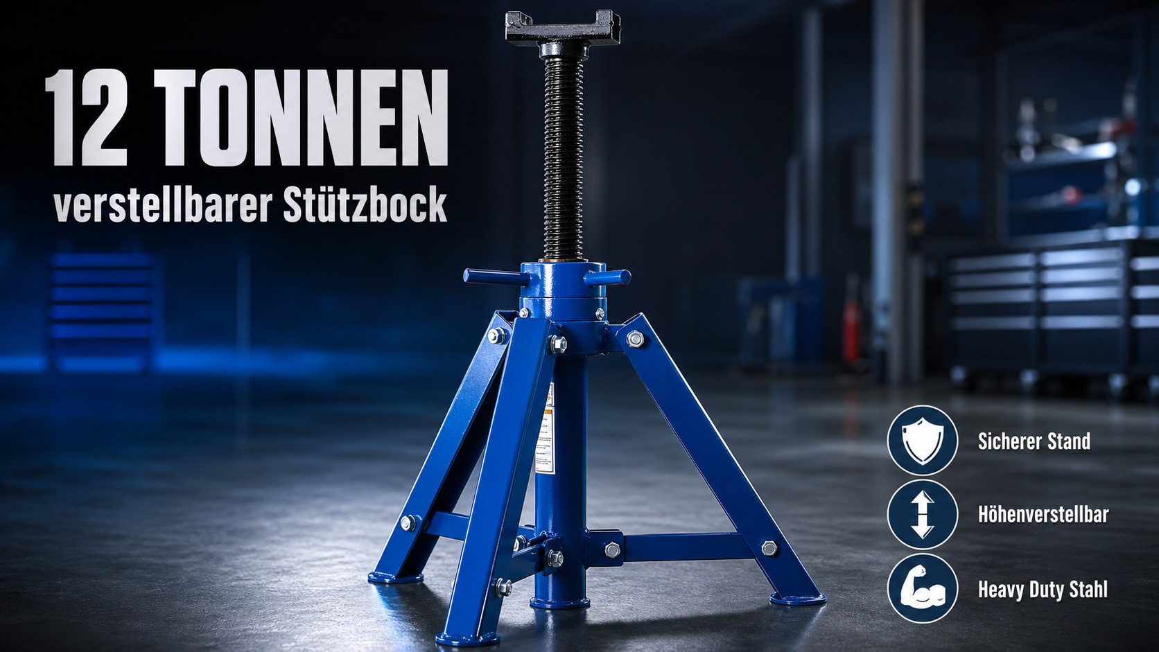 Bituxx Unterstellbock mit Gewindeverstellung 450-725mm, 12000 kg max. Belastbarkeit, (1-St., MS-20012) – Bild 2 von 5
