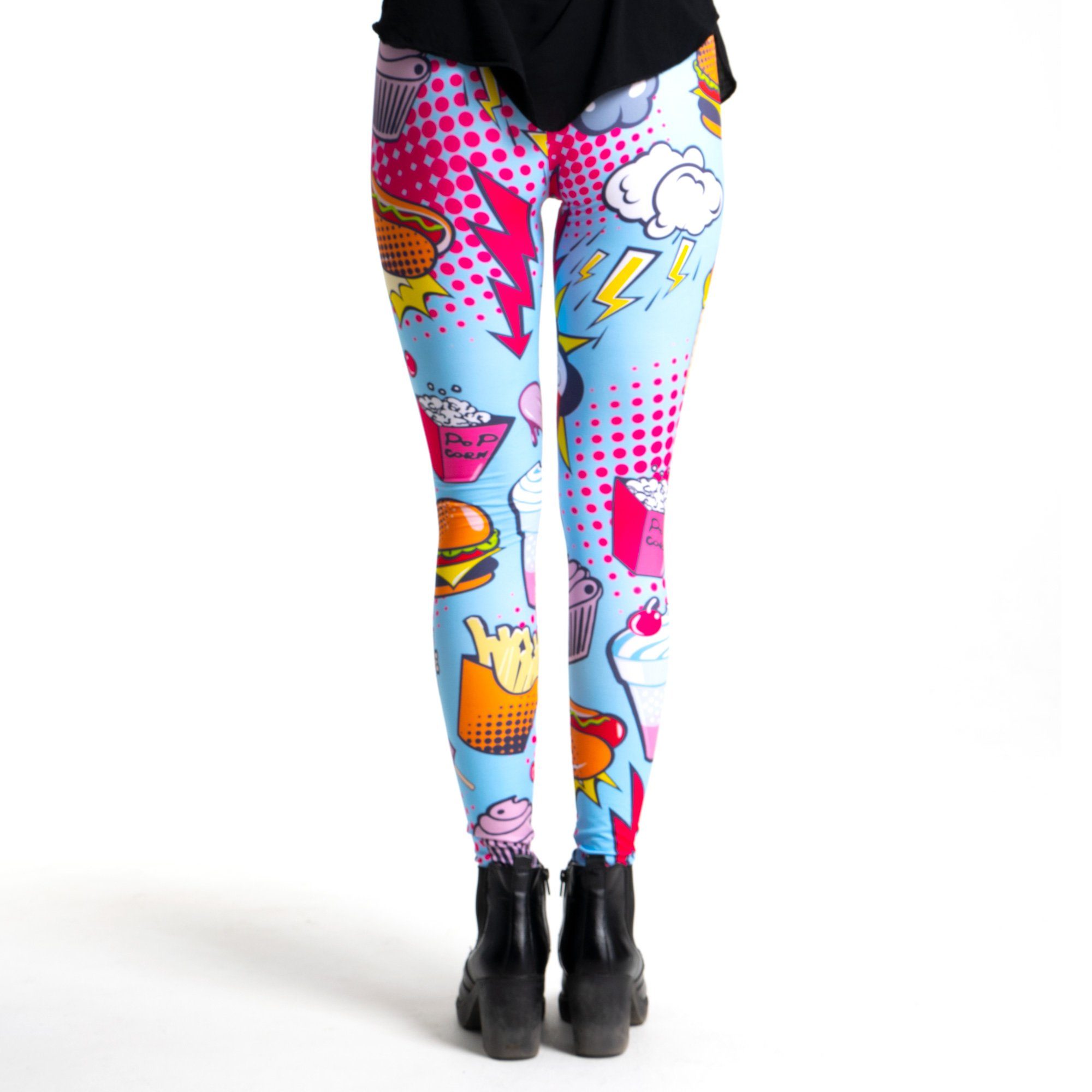 cosey Leggings Motiv Bunte Leggings Popart XS-L) (Einheitsgröße