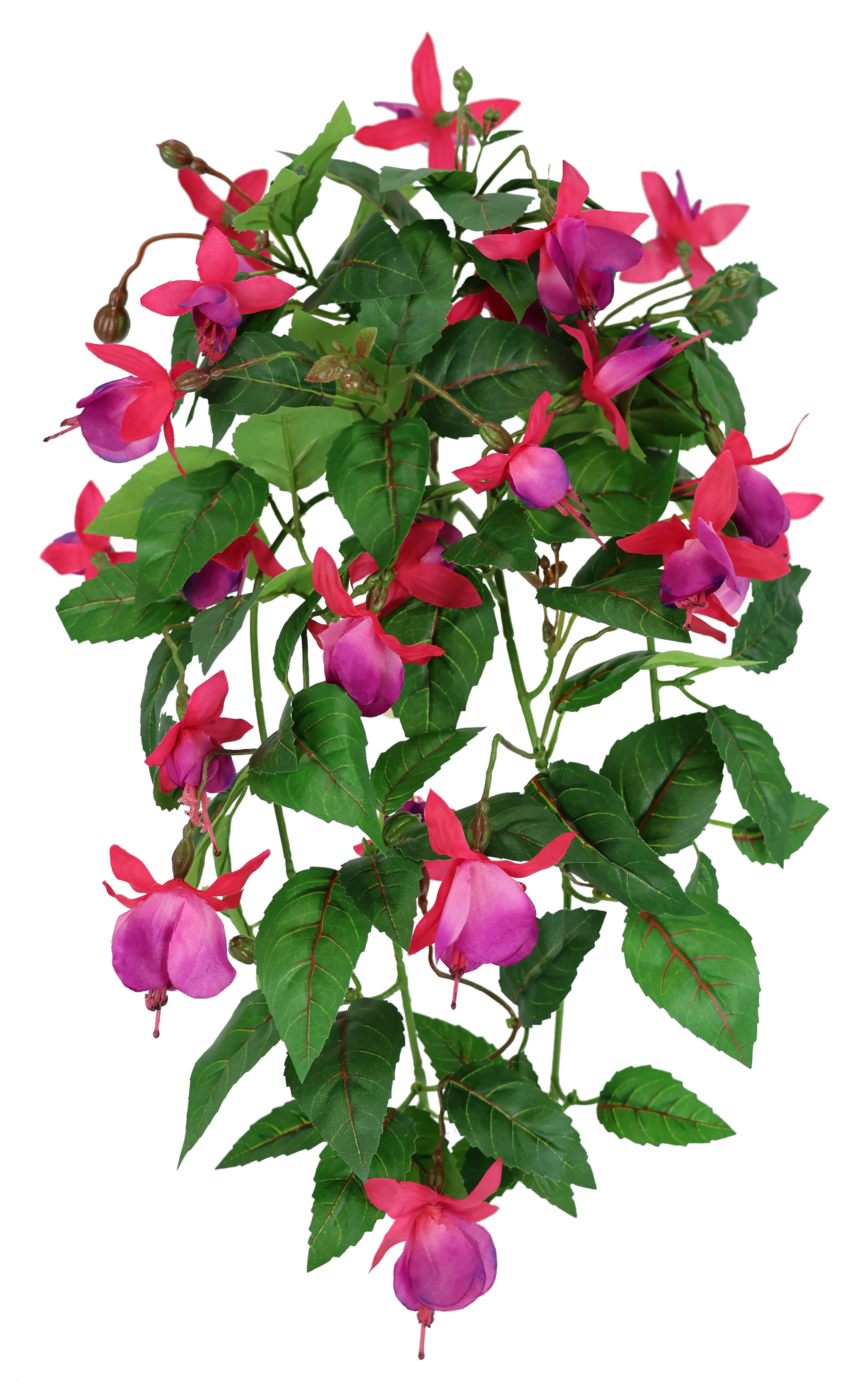 Kunstpflanze Kunstblume Fuchsie Fuchsie, I.GE.A., Höhe 40 cm, Dekoblume Hängende Blumen mit Blüten Künstliche Blumen Hängeblume