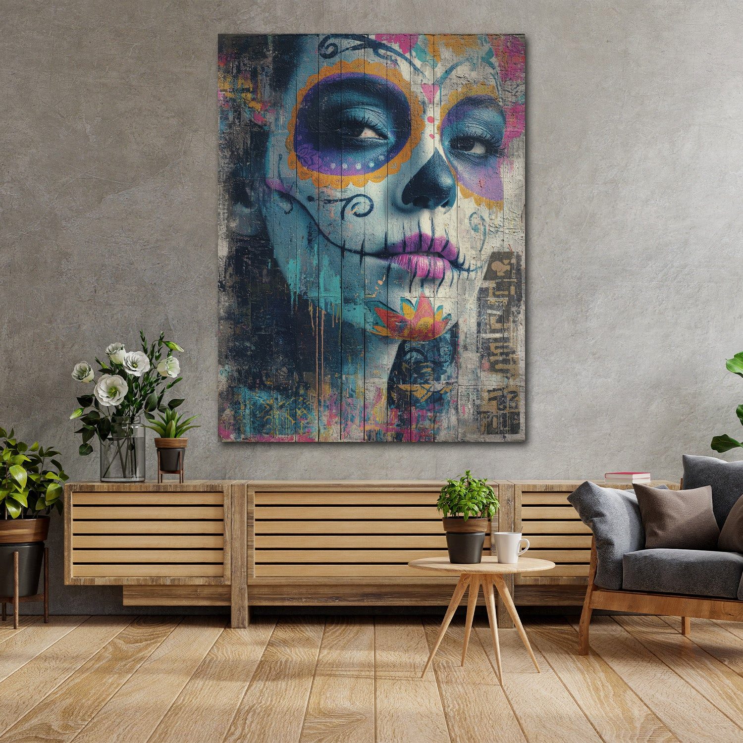 Artedinoi Leinwandbild Calavera Make-up Mexiko Farben Leinwandbild Wandbild Kunstdruck XL Wan, Calavera-Make-up, Mexiko