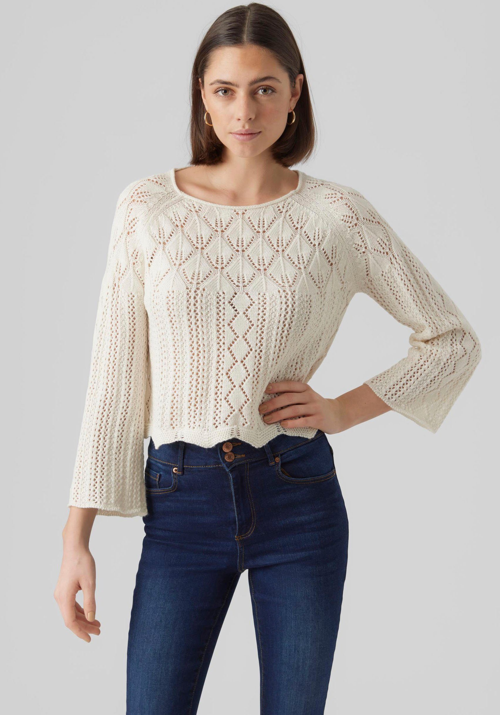 Vero Moda Strickpullover VMGINGER 3/4 BOATNECK PULLOVER GA NOOS im feminine günstig online kaufen
