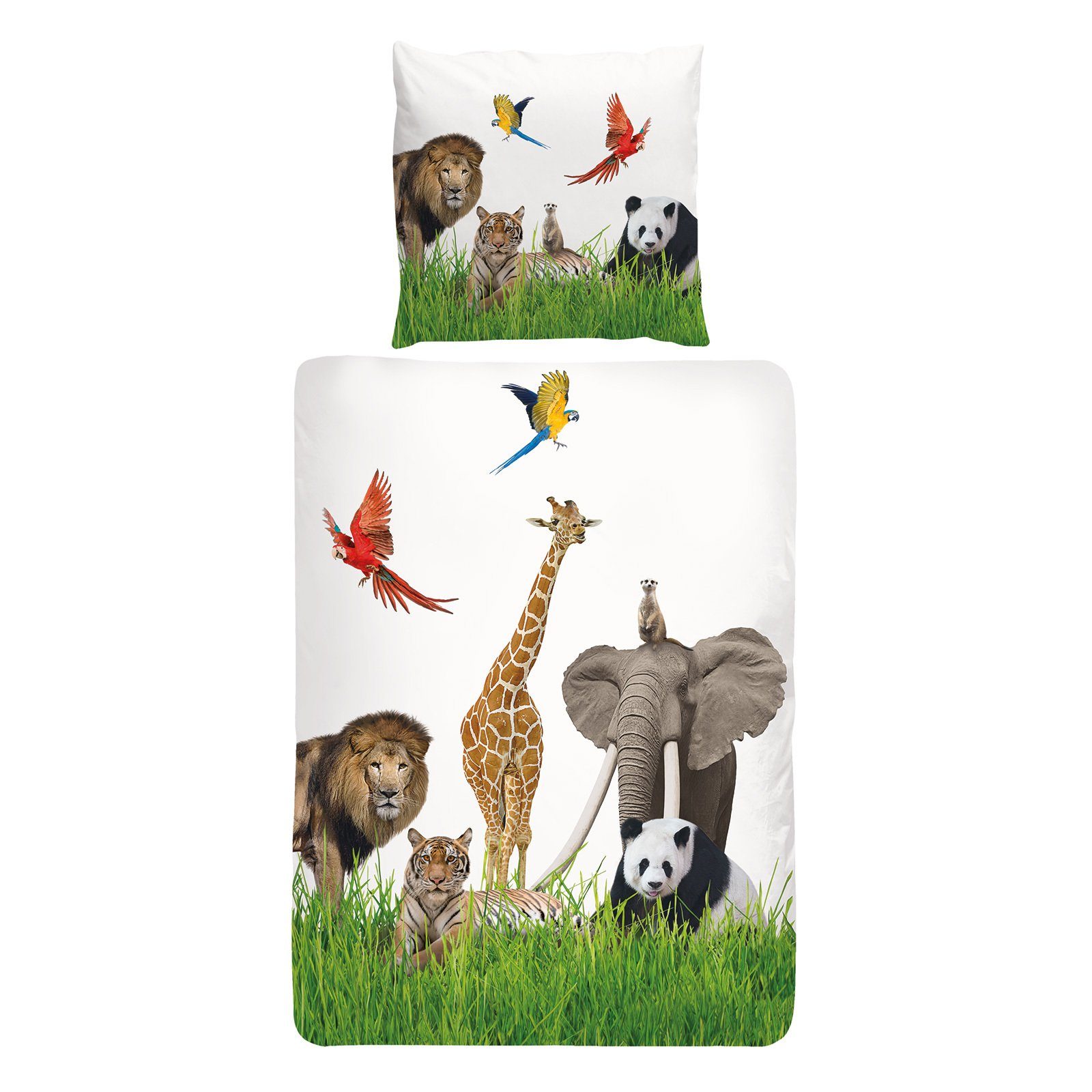 TRAUMSCHLAF Bettwäsche Löwe Panda Elefant, Renforce, 2 teilig günstig online kaufen