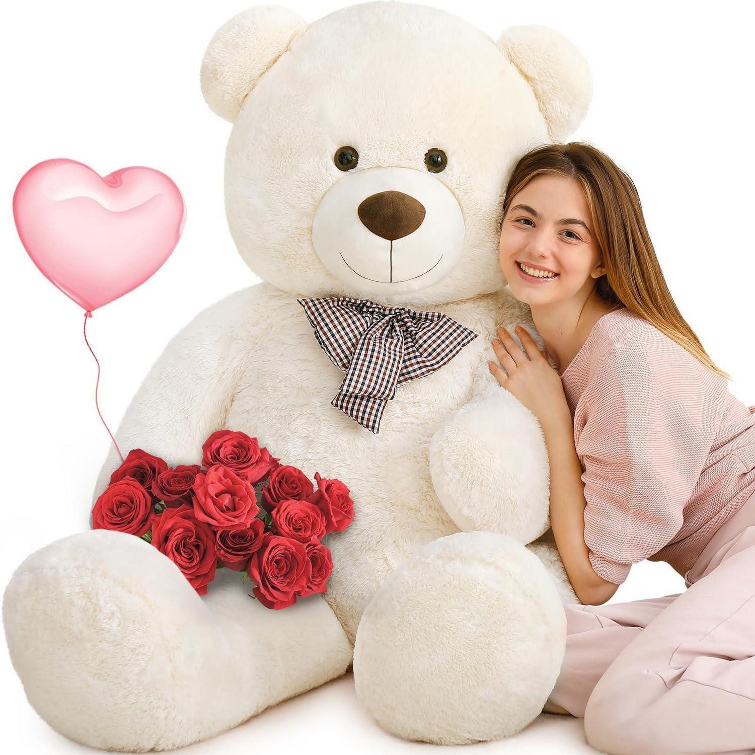 LuxusKollektion Kuscheltier Teddybär 140cm XXL Kuscheltier Valentinstag Kinder Frauen Beige (1-St)