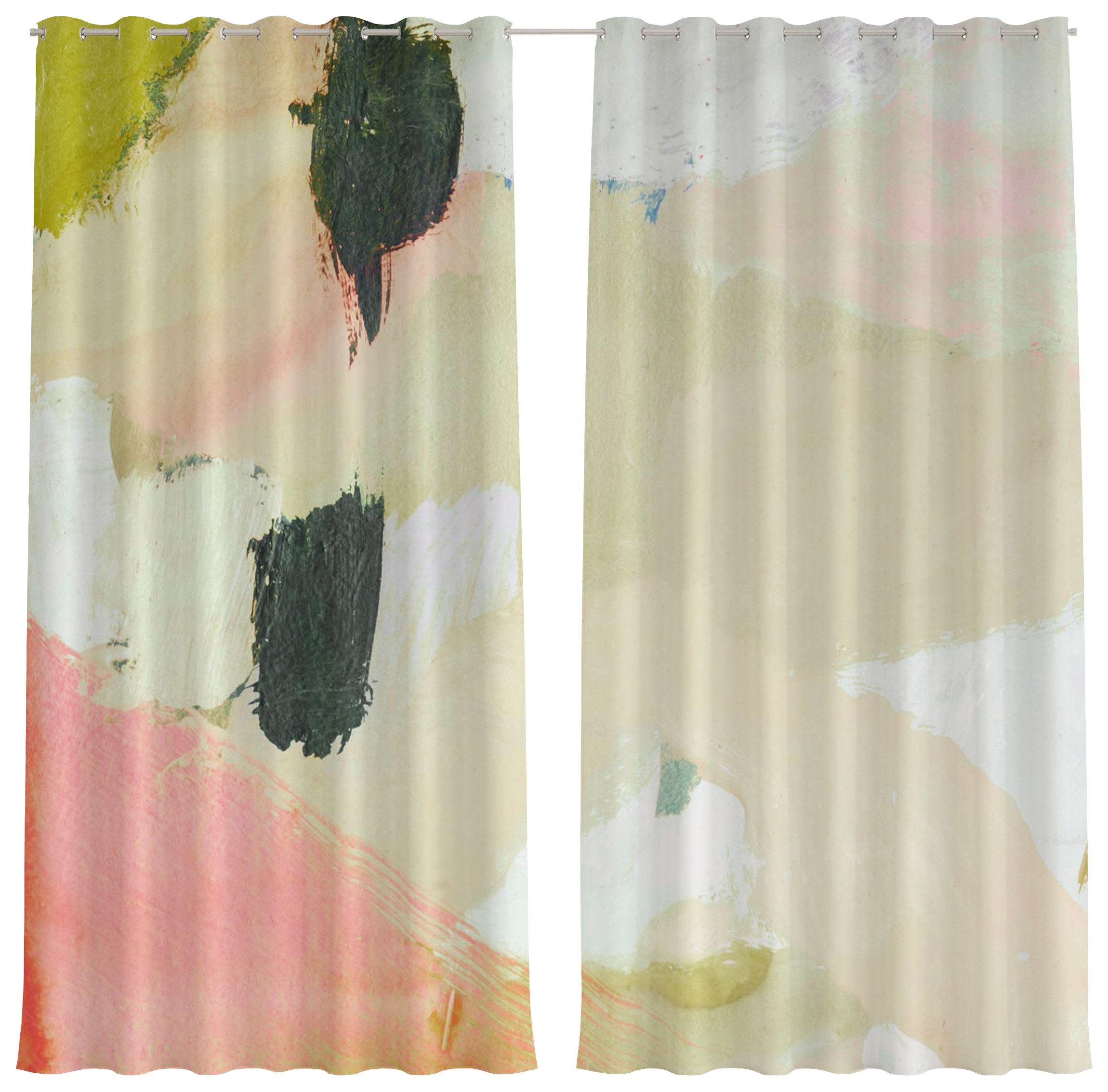 Bilderdepot24 Outdoorvorhang Wetterfest Gardinen Abstrakt Modern Klangspiel Fuchsia I (2 St), Ösen, blickdicht, Outdoor-geeigneter Vorhangstoff 370 g/m², Outdoor Vorhang Balkon Terrasse Verdunkelungs Vorhänge Sonnenschutz