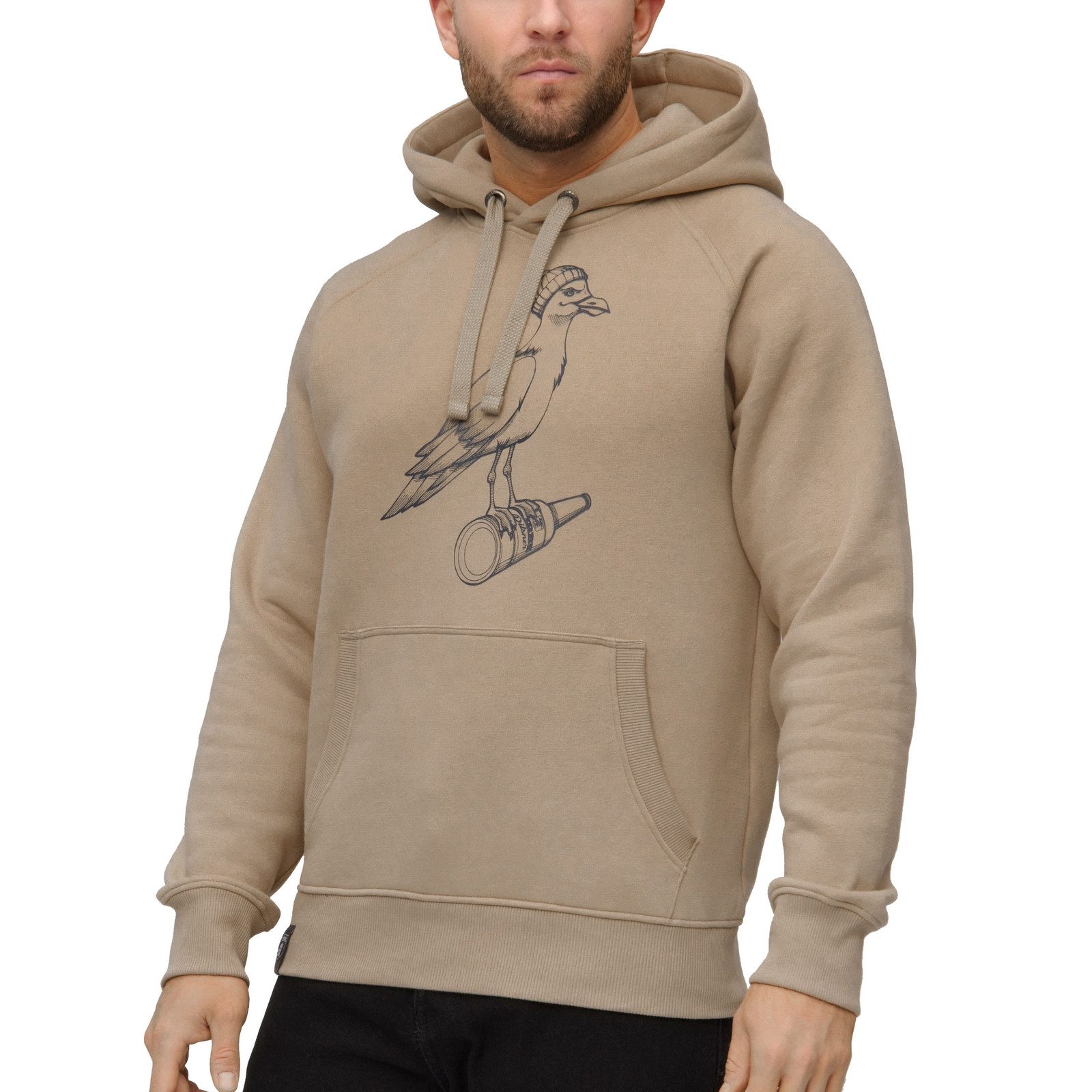 Derbe Hoodie Sturmmöwe Mono mit Tunneltasche und Möwenprint günstig online kaufen