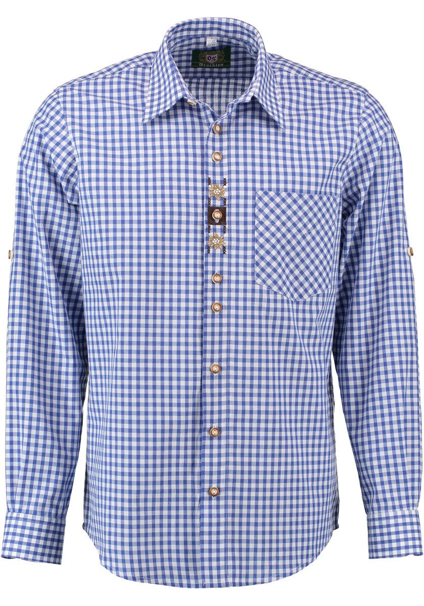 OS Trachten Trachtenhemd Utamo Langarmhemd mit Brusttasche, Edelweiß-Sticke günstig online kaufen