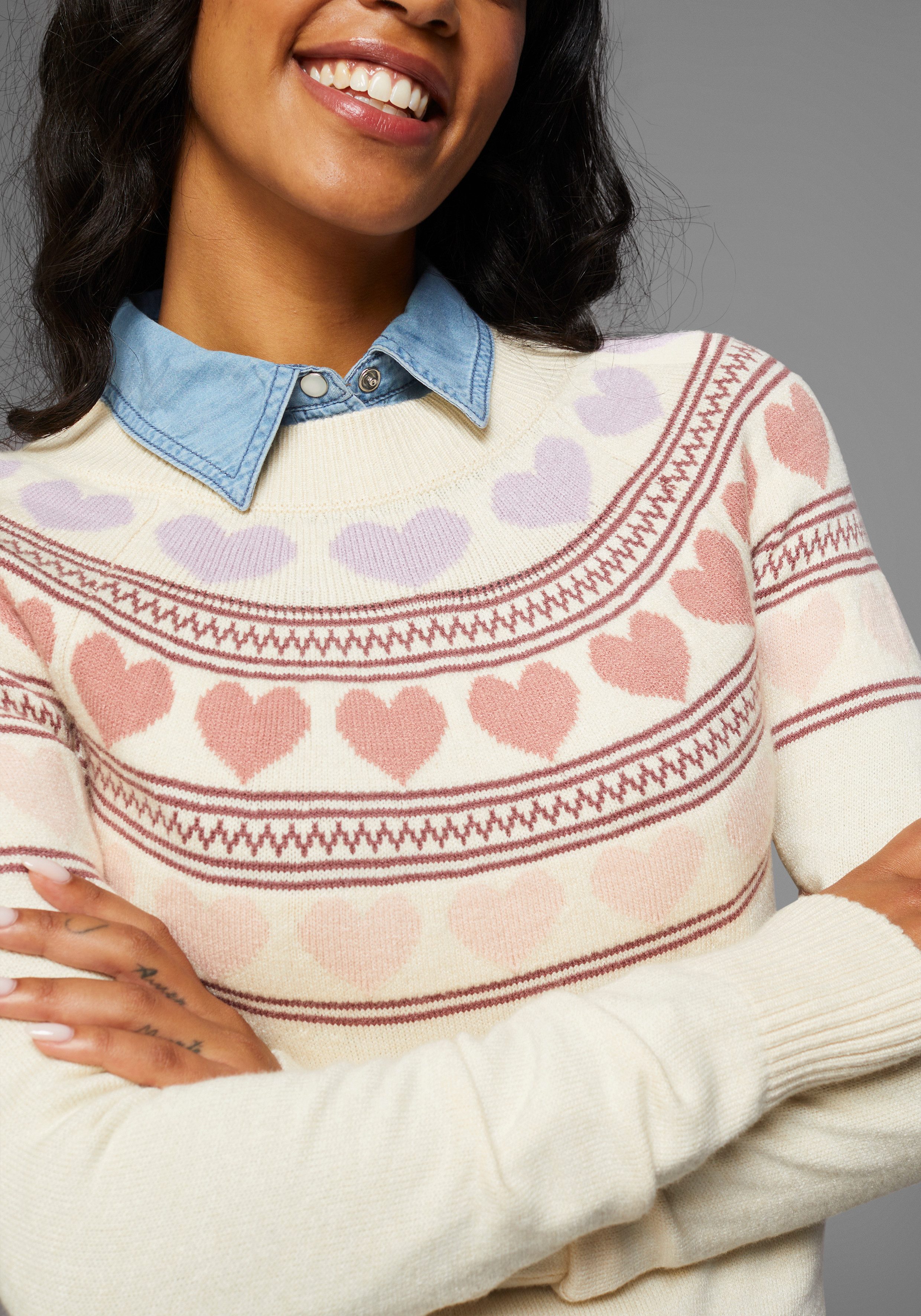 KangaROOS Norwegerpullover mit Herzen