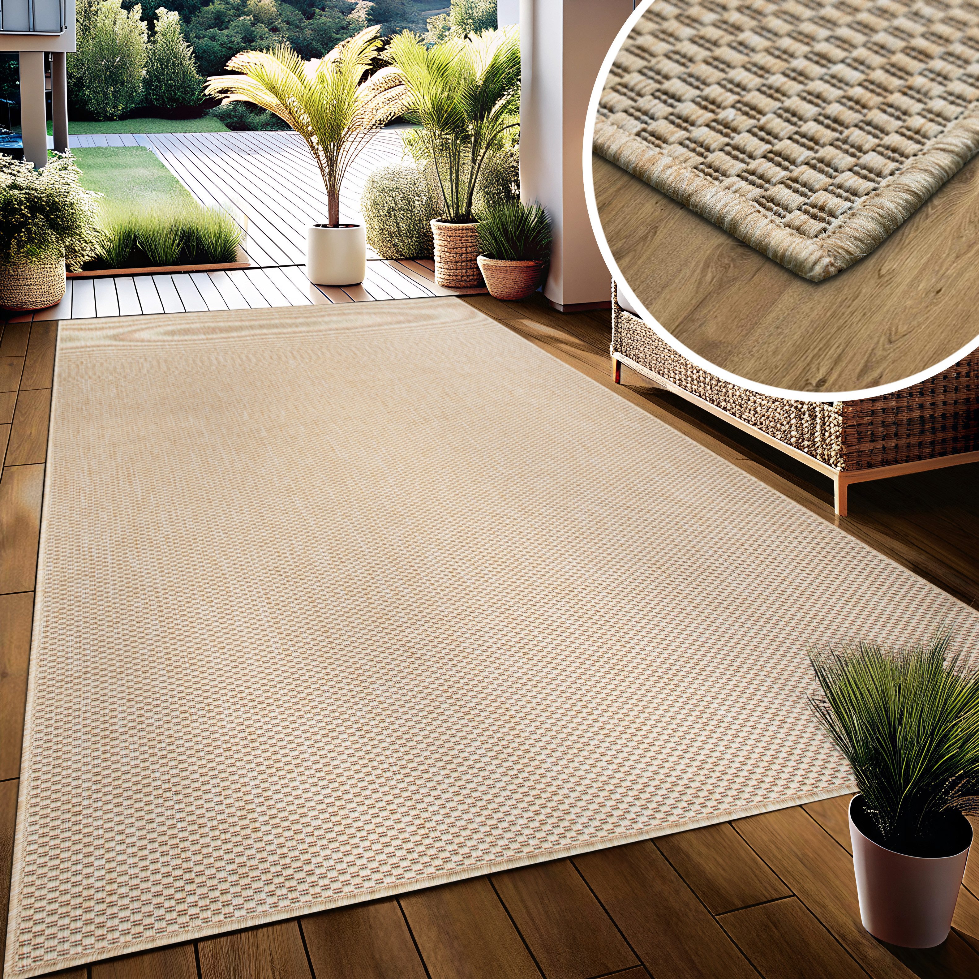OTTO home Teppich Venedig, in Standard- und Premium-Qualität, 3 mm oder 5 mm Höhe, rechteckig, In- und Outdoor geeignet, Wetterfest & UV-beständig, Sisal-Optik