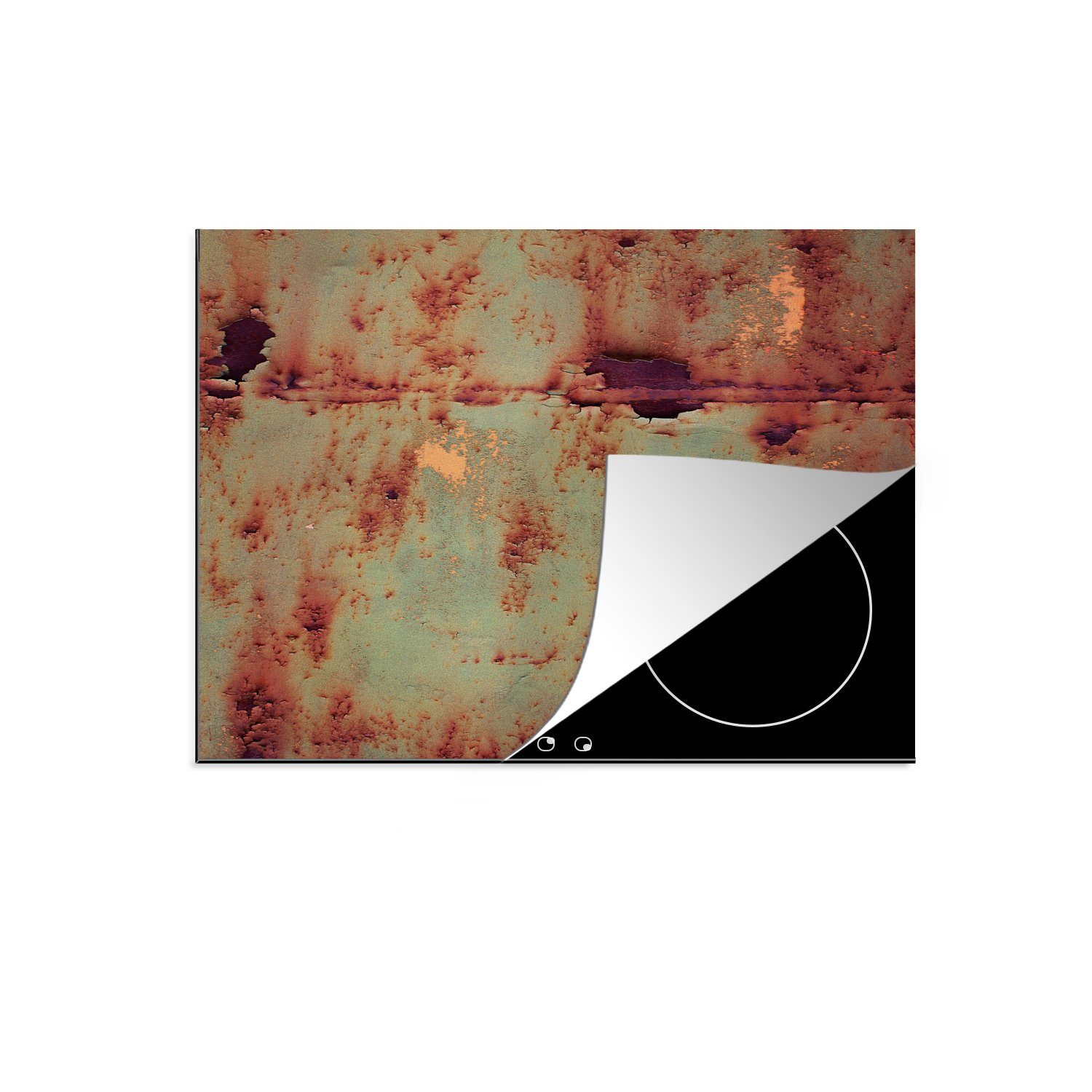 MuchoWow Herdblende-/Abdeckplatte Vintage - Rost - Eisen, Vinyl, (1 tlg), 58x51 cm, Küchen Dekoration für Induktionsherd, Induktionskochfeld