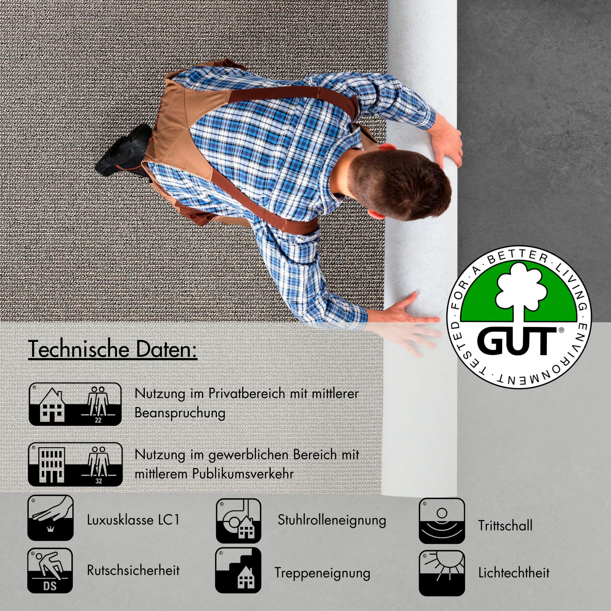 Andiamo Teppichboden Tulsa, Schlinge, Made in Belgium, rechteckig, Höhe: 6 mm, meliert, Breite 400 cm oder 500 cm, strapazierfähig & pflegeleicht