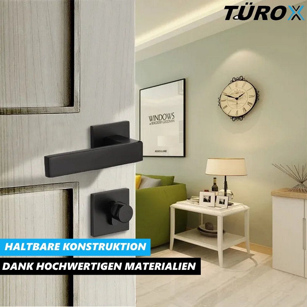 MAVURA Drückergarnitur TÜROX Türgriff Set für schwarz matt Zimmertüren Türbeschlag Rosettengarnitur, Türklinke Türdrücker