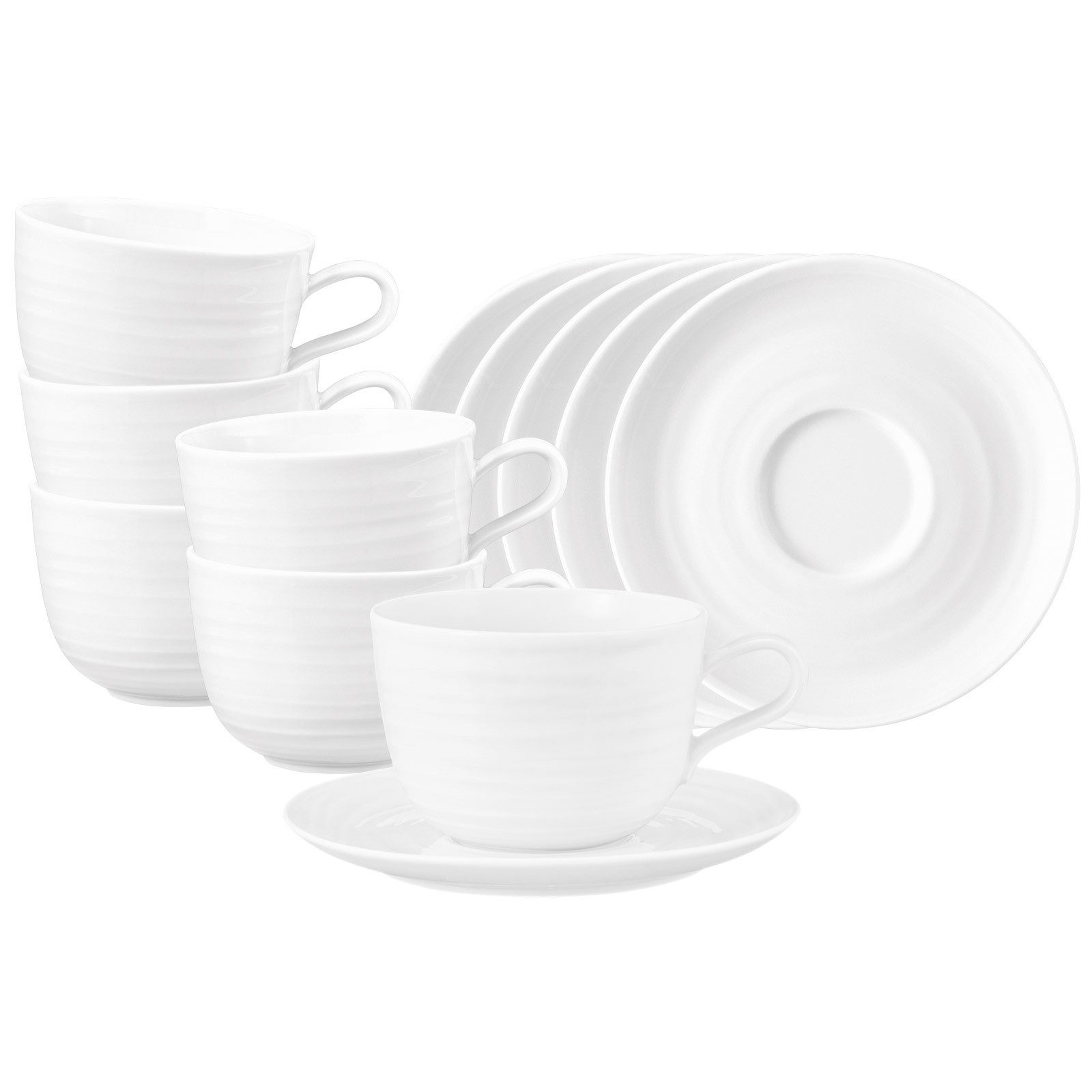 Seltmann Weiden Cappuccinotasse Terra Milchkaffeetassen mit Untertassen 400 ml, 12-tlg., Porzellan