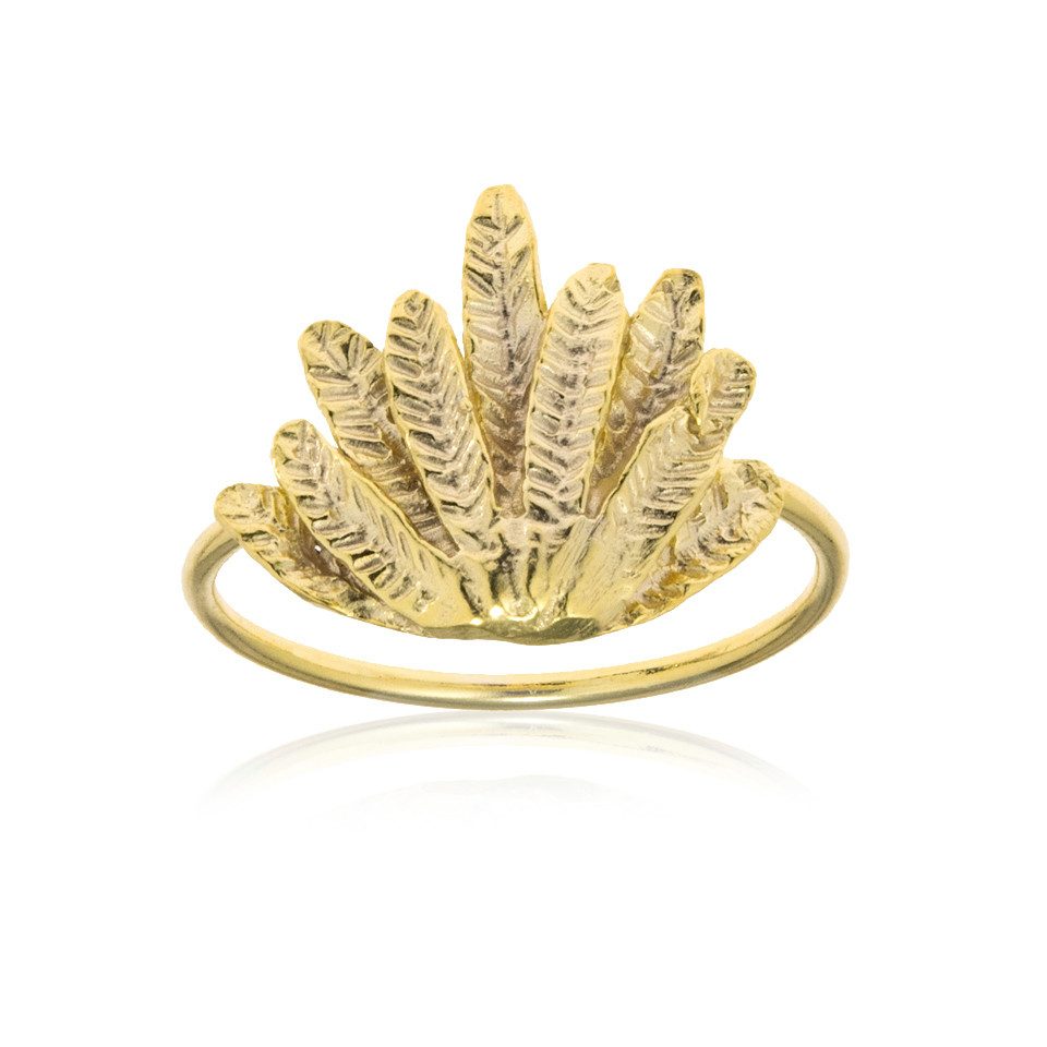 Cavill Silberring Feder-Motiv Vergoldeter Silber Ring günstig online kaufen