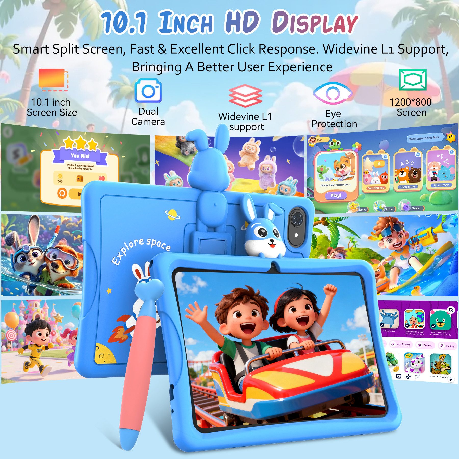TABWEE 10.1'' Kids Android 64/128GB mit Stylus Tablet (10.1", 64 GB, Android 16, 5G wifi, Android 15, Google Kids Space, Gemini AI, mit Stift) – Bild 3 von 5