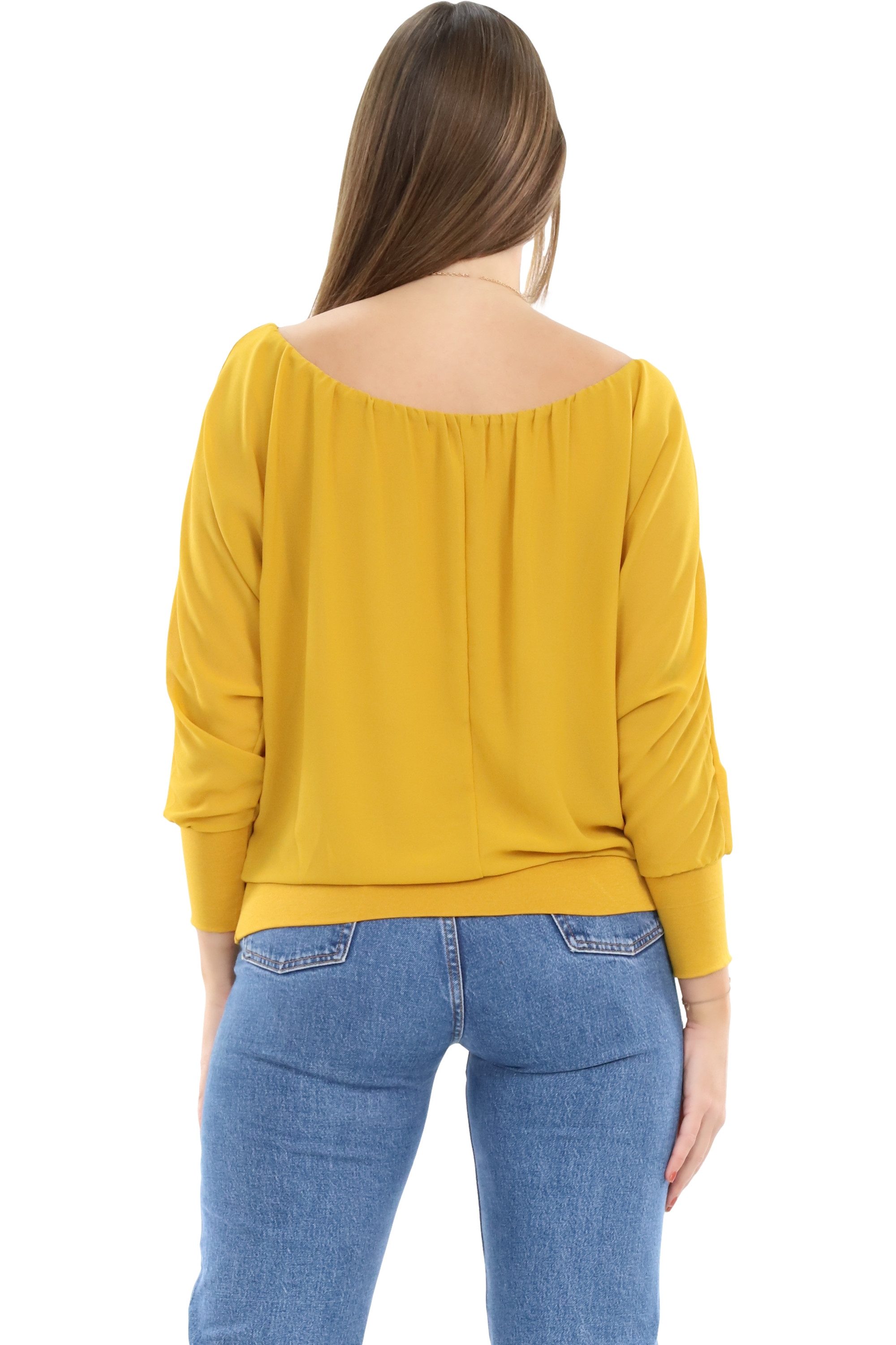 malito more than fashion Chiffonbluse malito Damen Bluse mit passender Kette, Tunika mit ¾ Armen, Blusensh Bluse mit Fledermausärmeln Einheitsgröße – Bild 3 von 5
