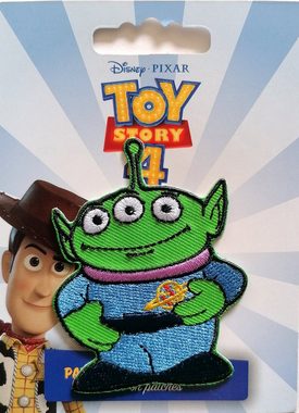 Disney Aufnäher Bügelbild, Aufbügler, Applikationen, Patches, Flicken, zum aufbügeln, Polyester, Toy Story 4 Alien - Größe: 5,0 x 7,0 cm