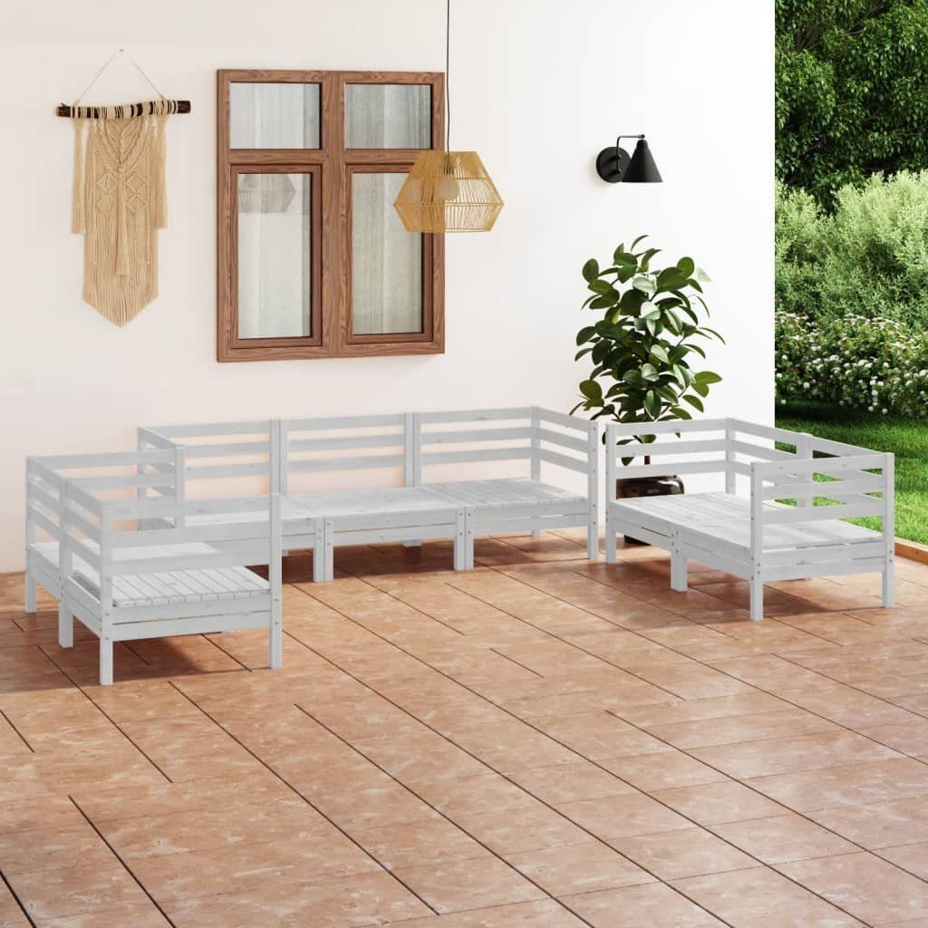 Massivholz Weiß Kiefer, Gartenlounge-Set Garten-Lounge-Set (1-tlg) vidaXL 7-tlg.