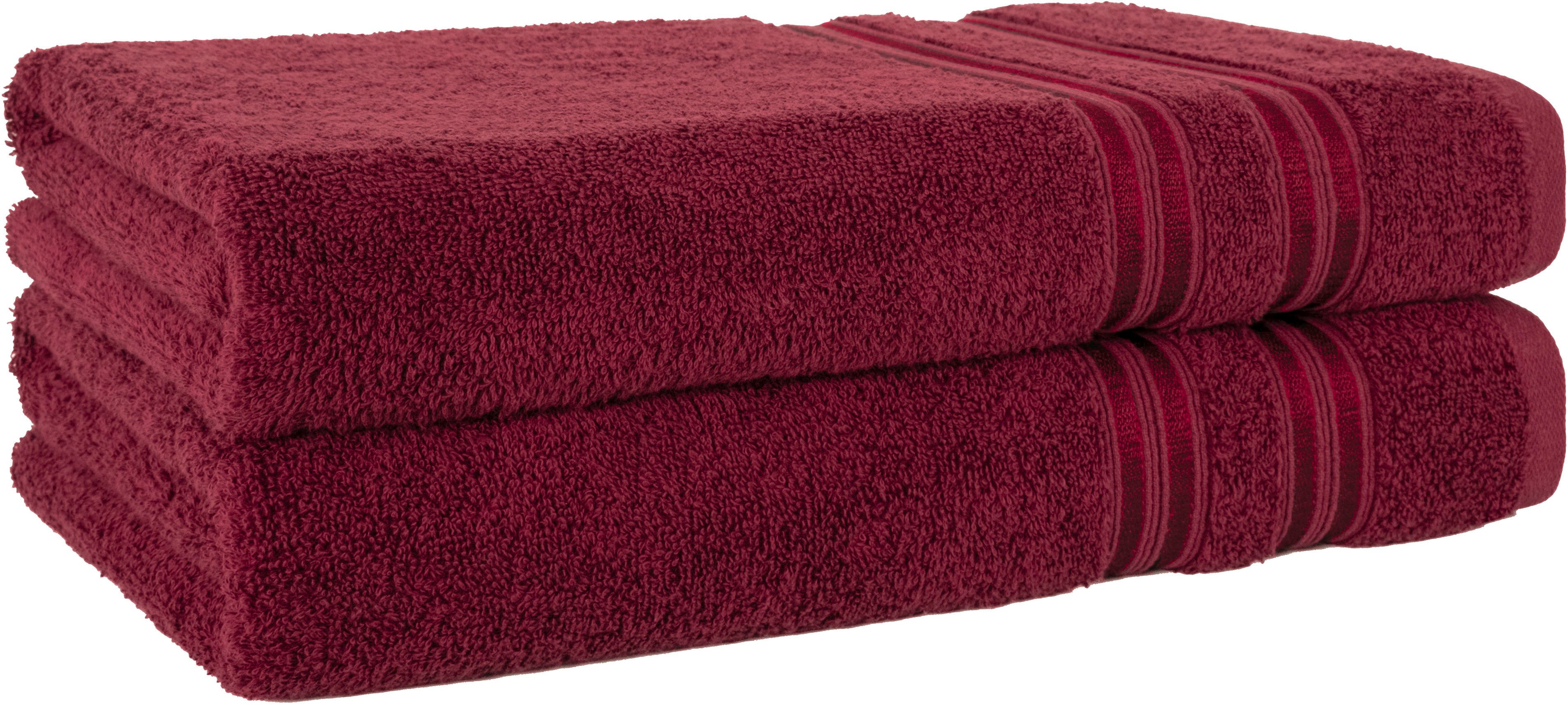 HAMMETEX Duschtuch 2er Set Badetücher 70x140 cm, 100% Baumwolle, Weich & Saugstark, Frottier (Set, 2-St), mit Bordüre, einfarbig, weich
