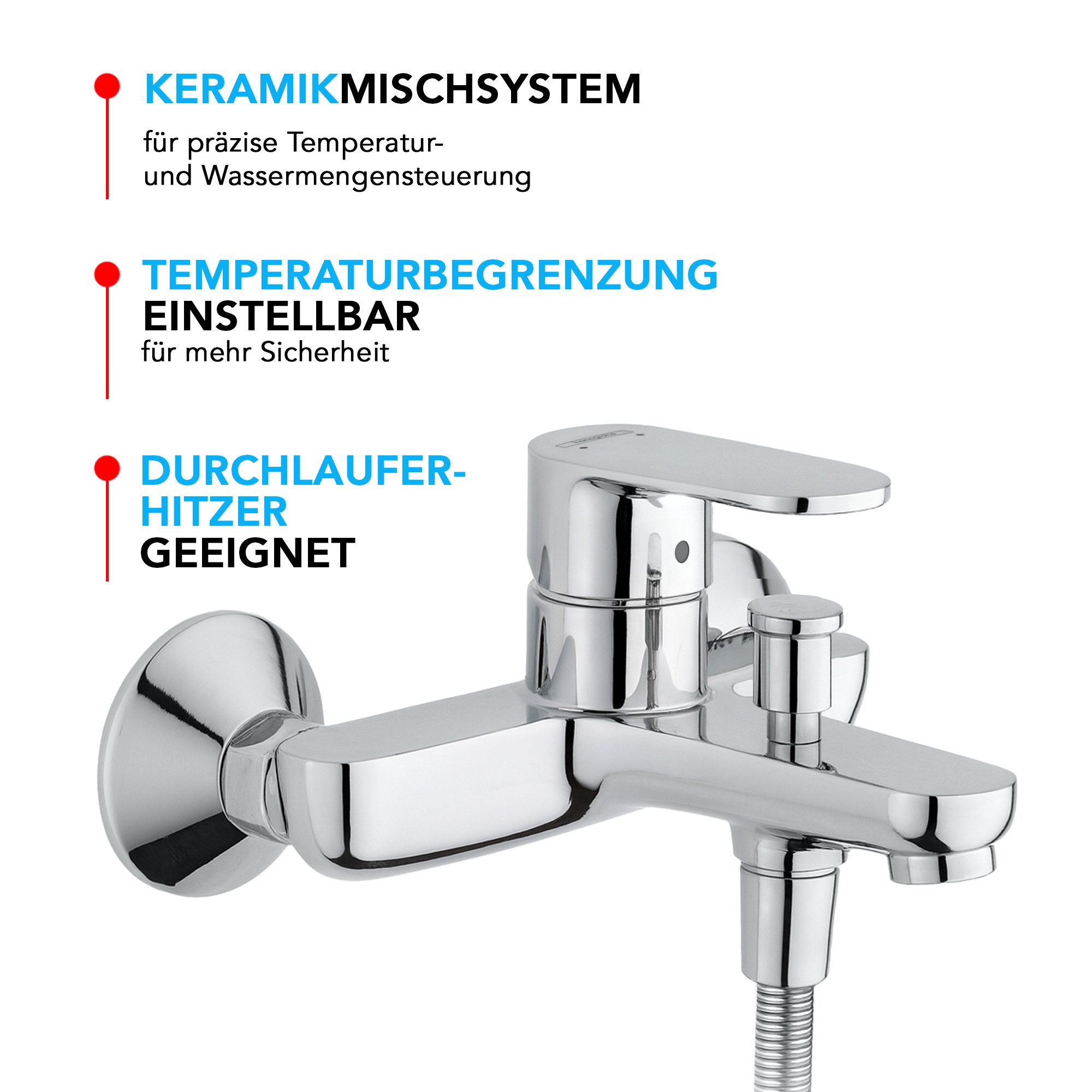 hansgrohe Wannenarmatur Vernis Blend Wannenmischer Set mit Aloni Handbrause und Regendusche (Spar-Set) Einhebel Badewannenarmatur, chrom oder schwarz matt