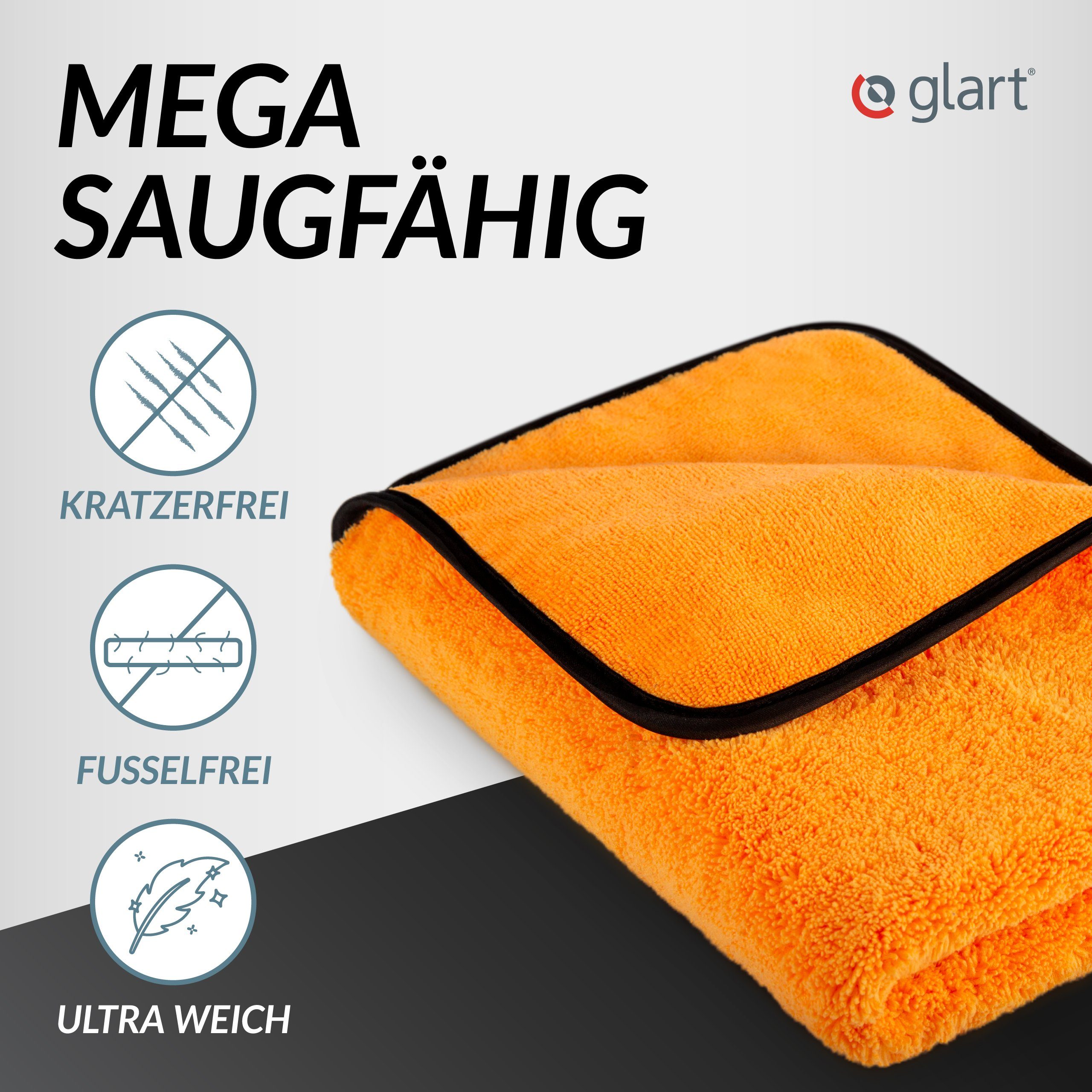 Glart 44WG Auto Trockentuch XXL Microfasertuch Autopflege Poliertuch 60x90cm Mikrofasertuch (70% Polyester, 30% Polyamid, 60x90 cm)