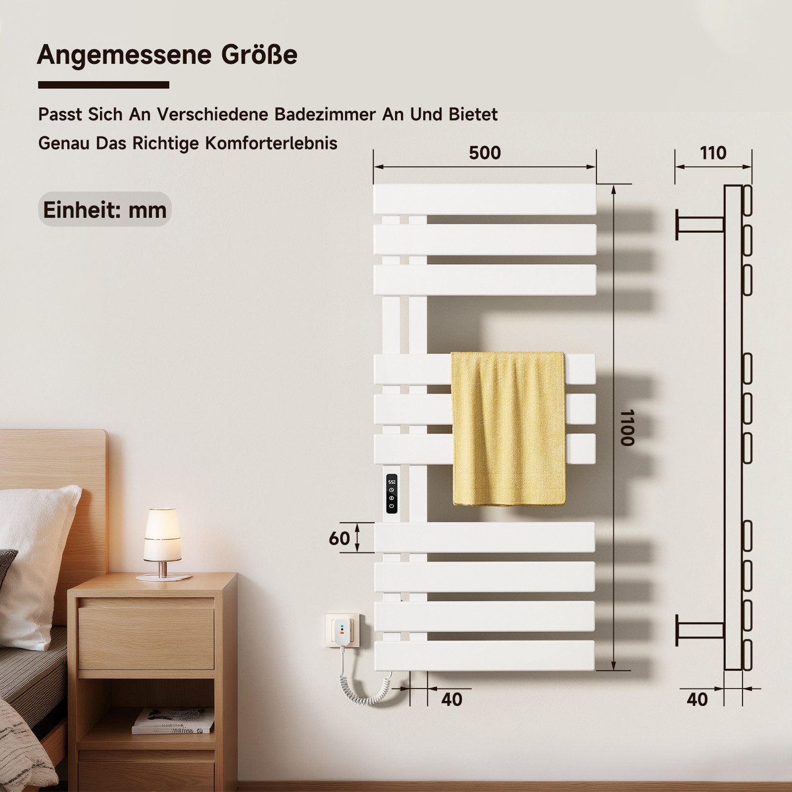 Oihpaw Elektrischer Badheizkörper WiFi Smart Thermostat Handtuchwärmer Hand günstig online kaufen