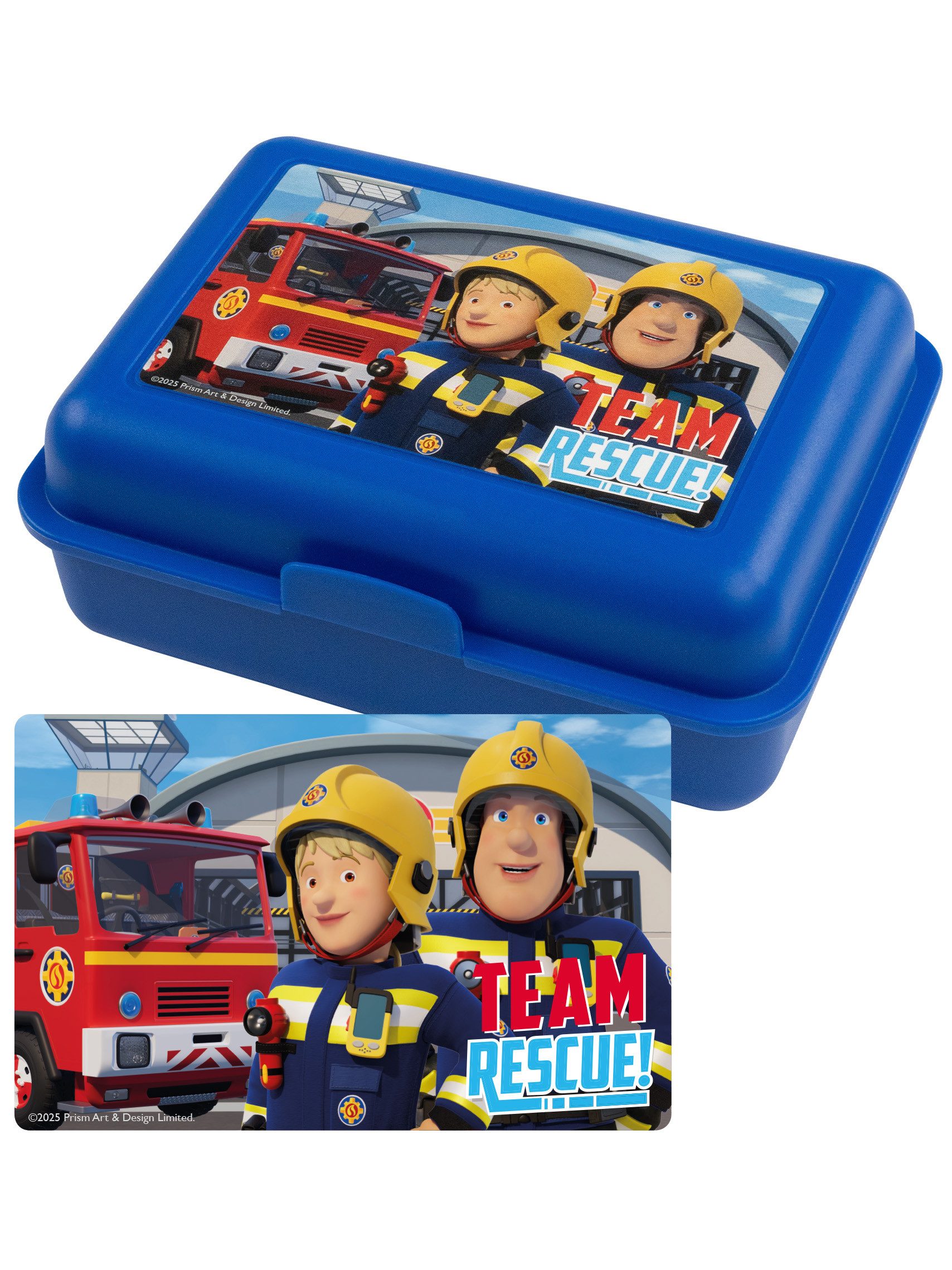 United Labels® Lunchbox Feuerwehrmann Sam Brotdose Team Rescue Lunchbox mit Trennwand, Kunststoff (PP)