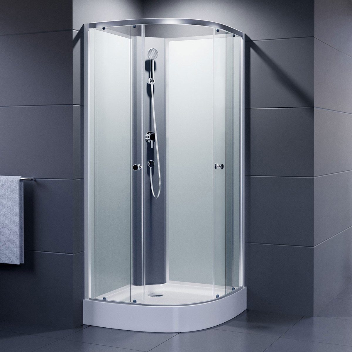 Duschmeister Komplettdusche Komplettdusche Применитьdusche Helena II 85, 2000 hoch Runddusche, BxT: 85x85 cm, Einscheibensicherheitsglas, Komplett-Set, inklusive Duschwanne