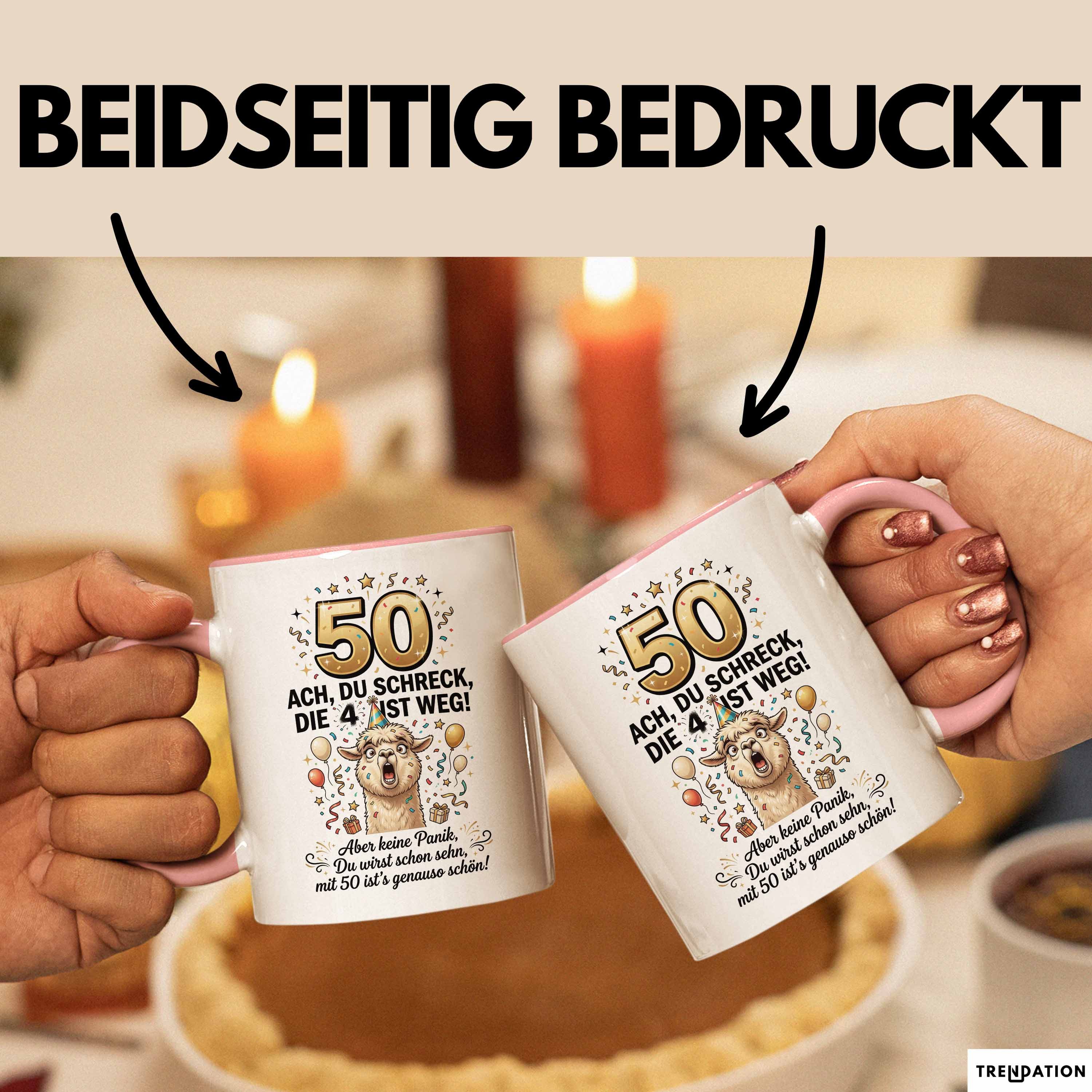 Trendation Tasse 50 Geburtstag Tasse Geschenk Ach Du Schreck Die 4 Ist Weg Geschenkidee, Keramik – Bild 2 von 5