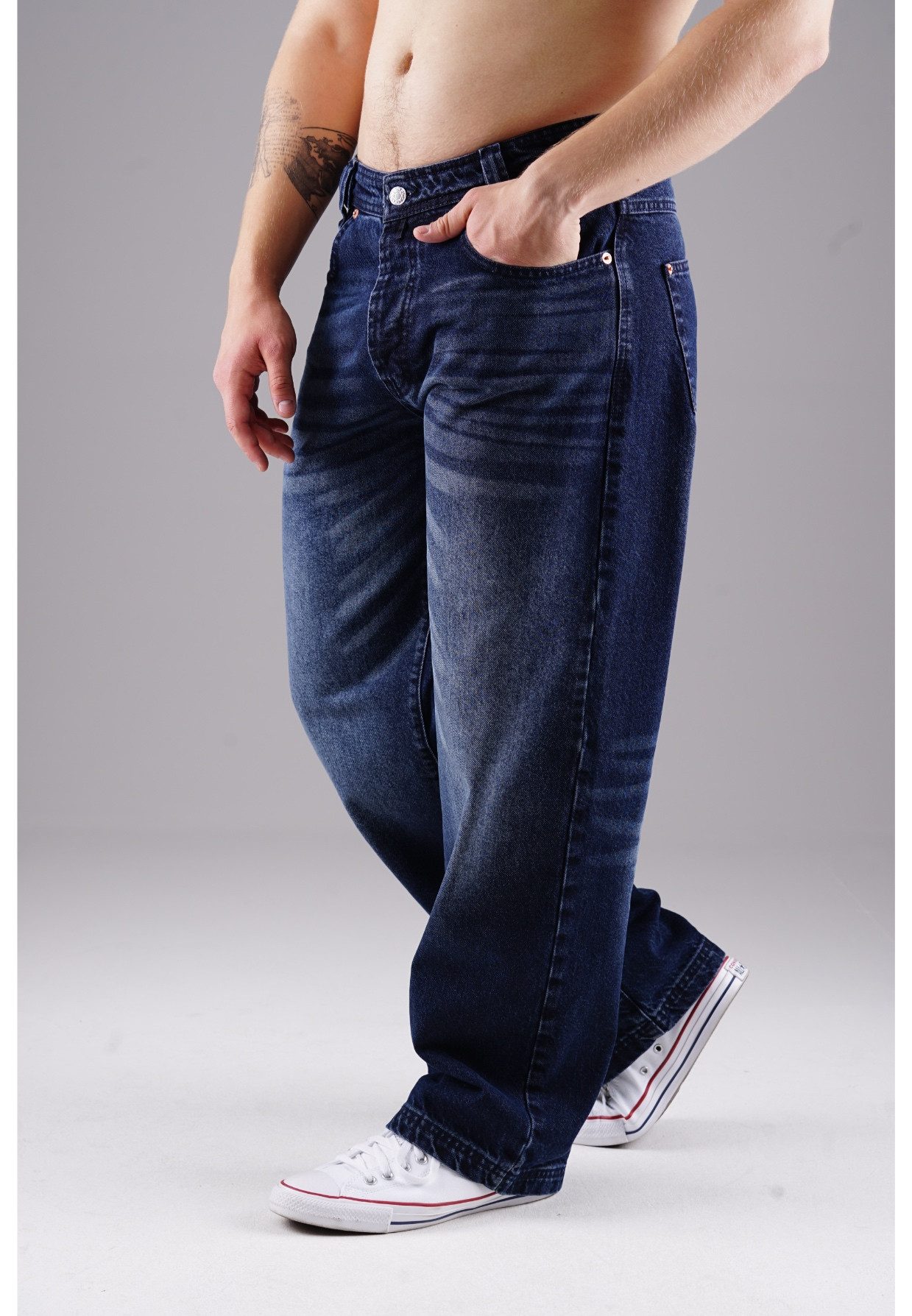 Relax-fit-Jeans Baggy Zicco 474 Tansanit – Dark Navy Washed Denim mit Straight Leg