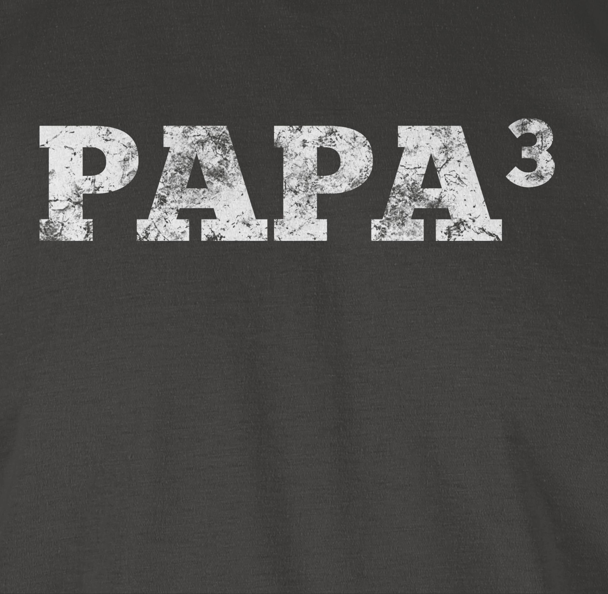 Shirtracer T-Shirt 3-Fach Papa Vatertag I für 3 3 Kinder Dunkelgrau Geschenk Papa