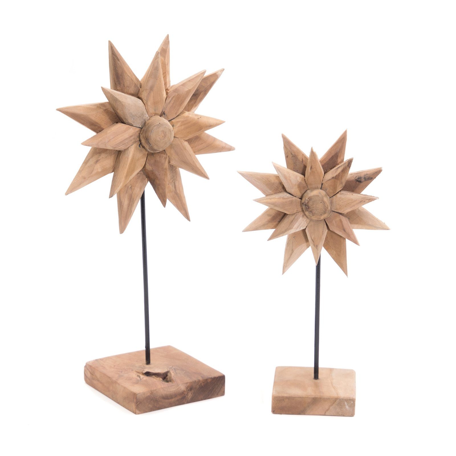 TEAK "SUNFLOWER", Blume 2-teilig, CREEDWOOD Aufsteller SKULPTUR Skulptur Holz