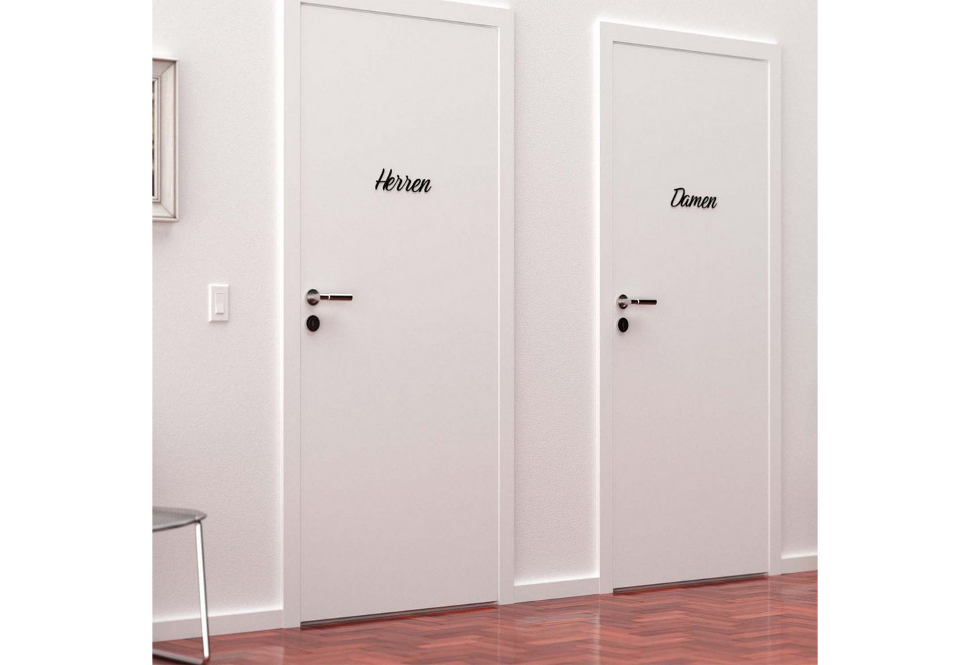 Thumbnail - Zwayve Hinweisschild Damen Herren Türschild Set WC Toilettenschild Schriftzug Schwarz