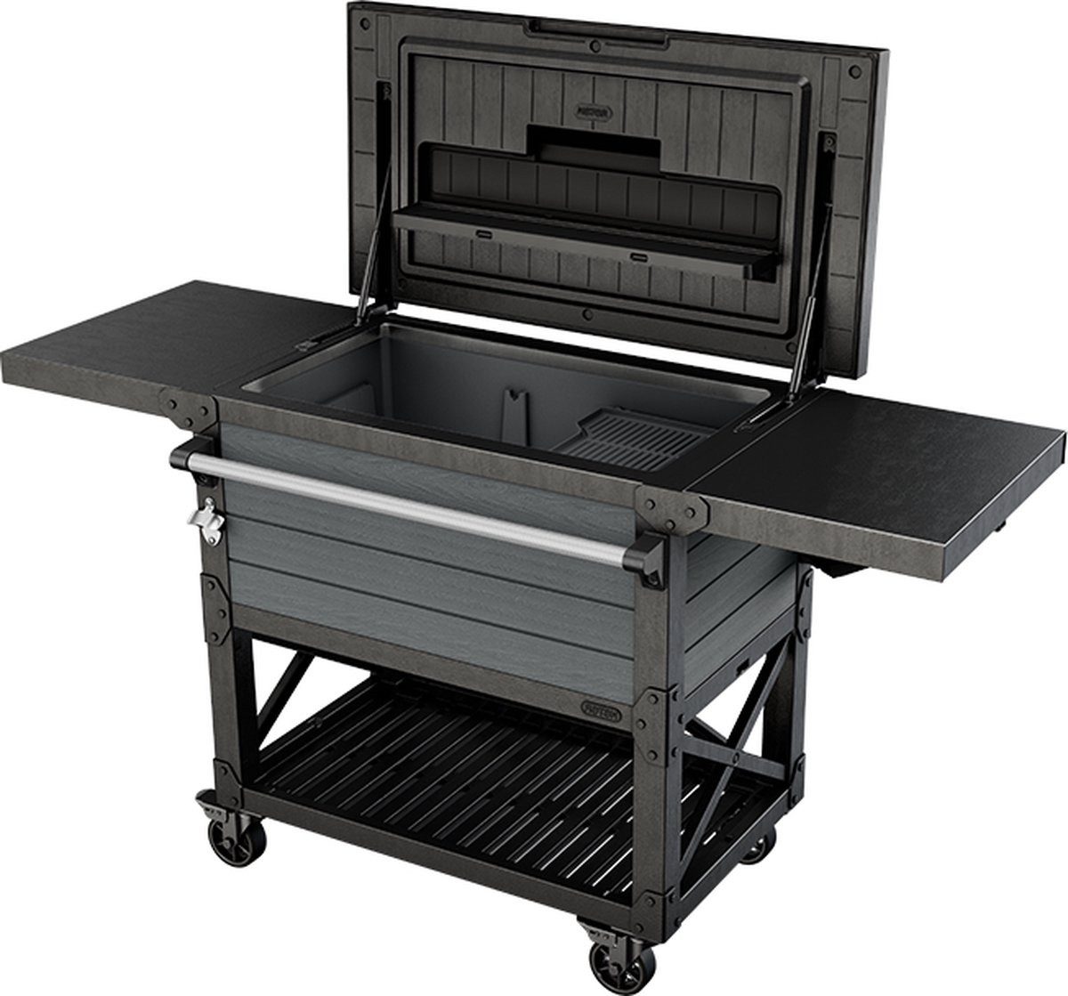 Keter Beistellwagen Unity Patio Cooler, 360-Grad-Drehrollen, eingebaute Flaschenöffner