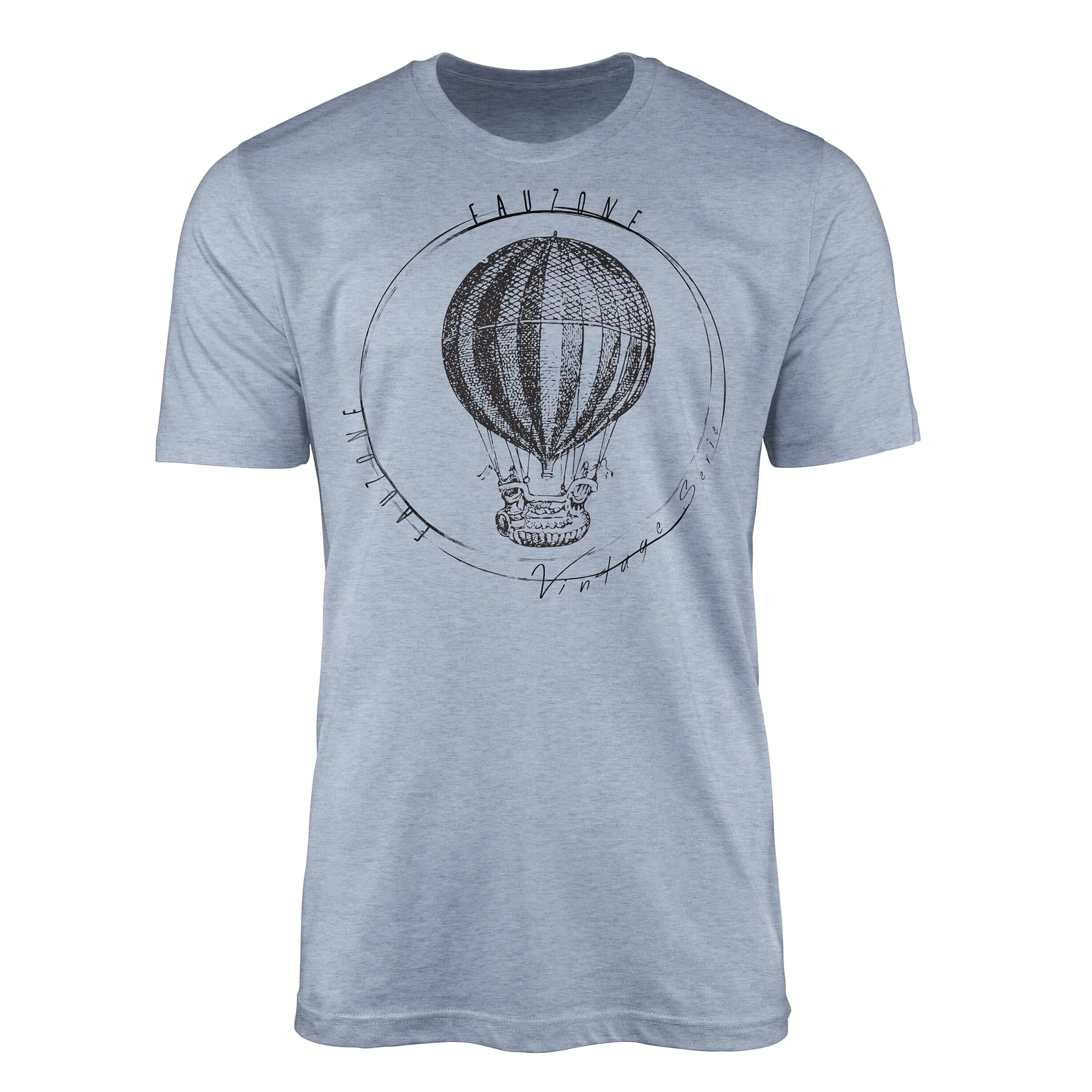 Sinus Art T-Shirt Vintage Herren T-Shirt Heizluftballon Stonewash Denim