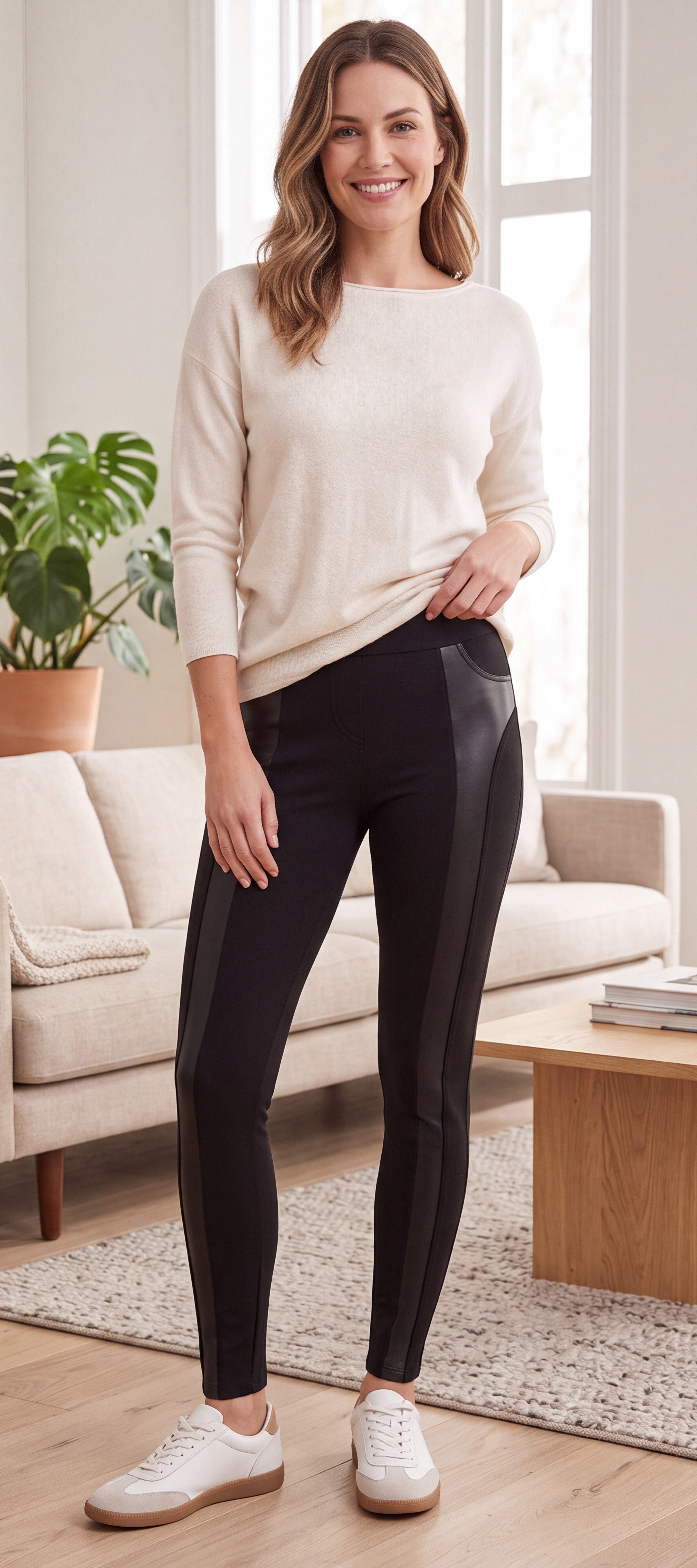 Bas Bleu Leggings mit dezentem Lederoptik-Look