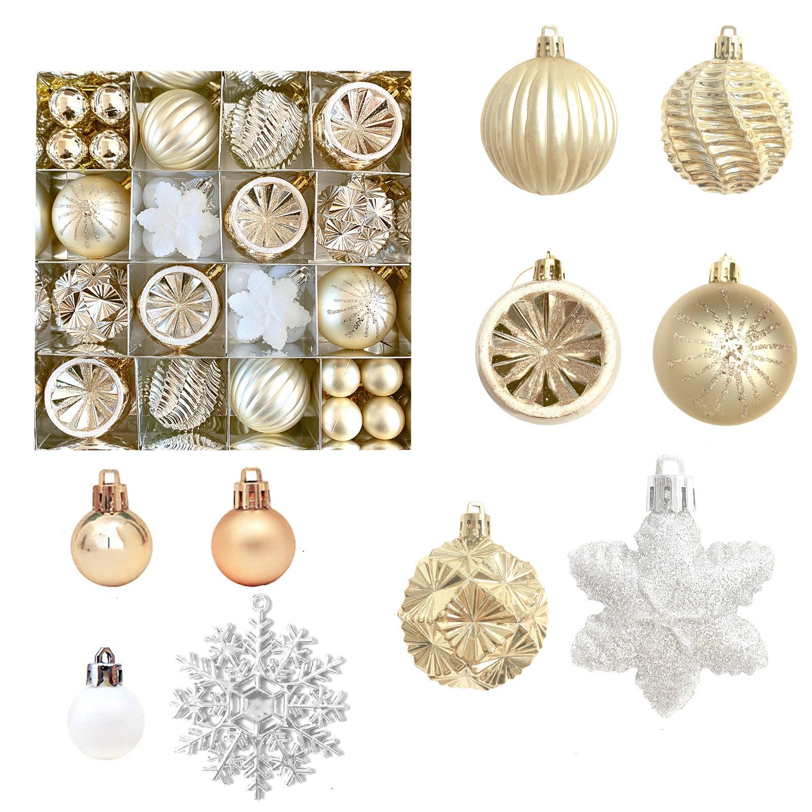 Coonoor Weihnachtsbaumkugel 40-46 Stück Weihnachtsbaumkugeln, Weihnachtsbaumhängeschmuck, (40 St), für Weihnachtsbaumdekoration