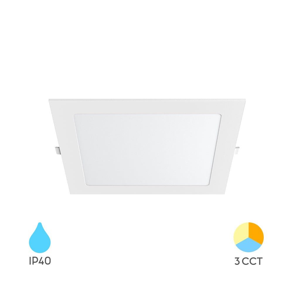 Braytron LED Einbaustrahler LED Einbaustrahler eckig 12W 1120lm 3CCT Panel Deckenspot ultraflach, LED fest integriert, Neutralweiß, Kaltweiß, Warmweiß, Energieeffizient, Flimmerfrei, 3 Lichtfarben (CCT)