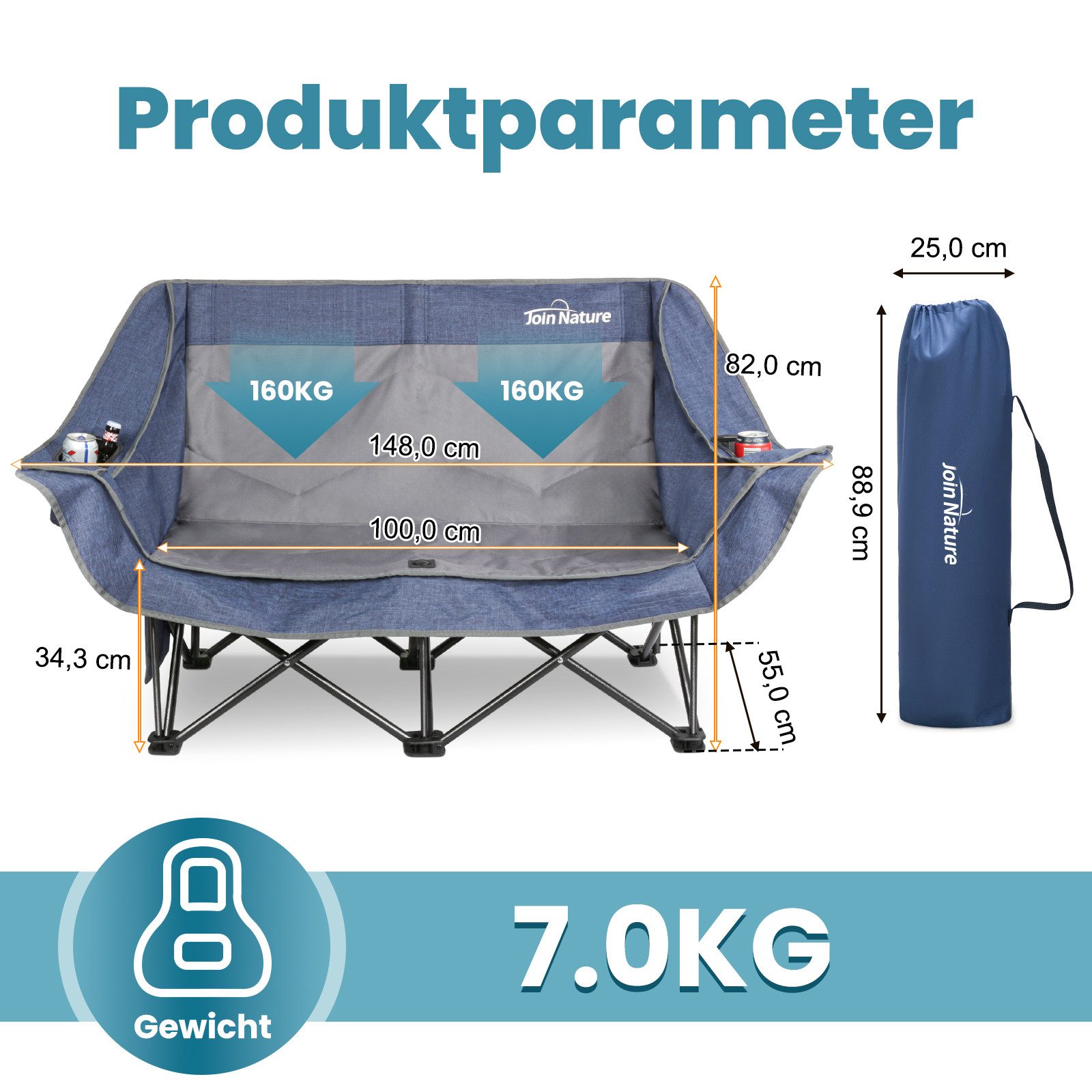 HOMECALL Campingstuhl Camping sofa Faltbar Karpfenstuhl Camping Couch Doppe günstig online kaufen