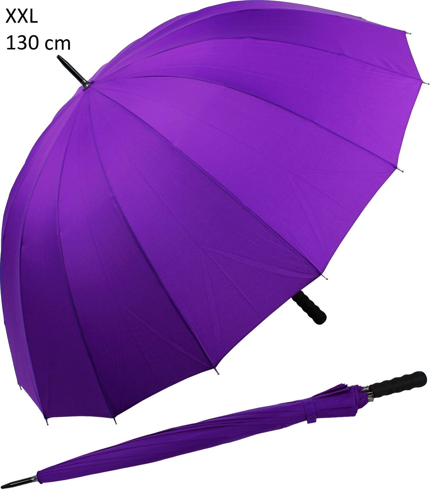 iX-brella Stockregenschirm XXL 130 cm Durchmesser Golf-Partnerschirm, 16-teiliges Dach, mit leichtem Fiberglasgestell