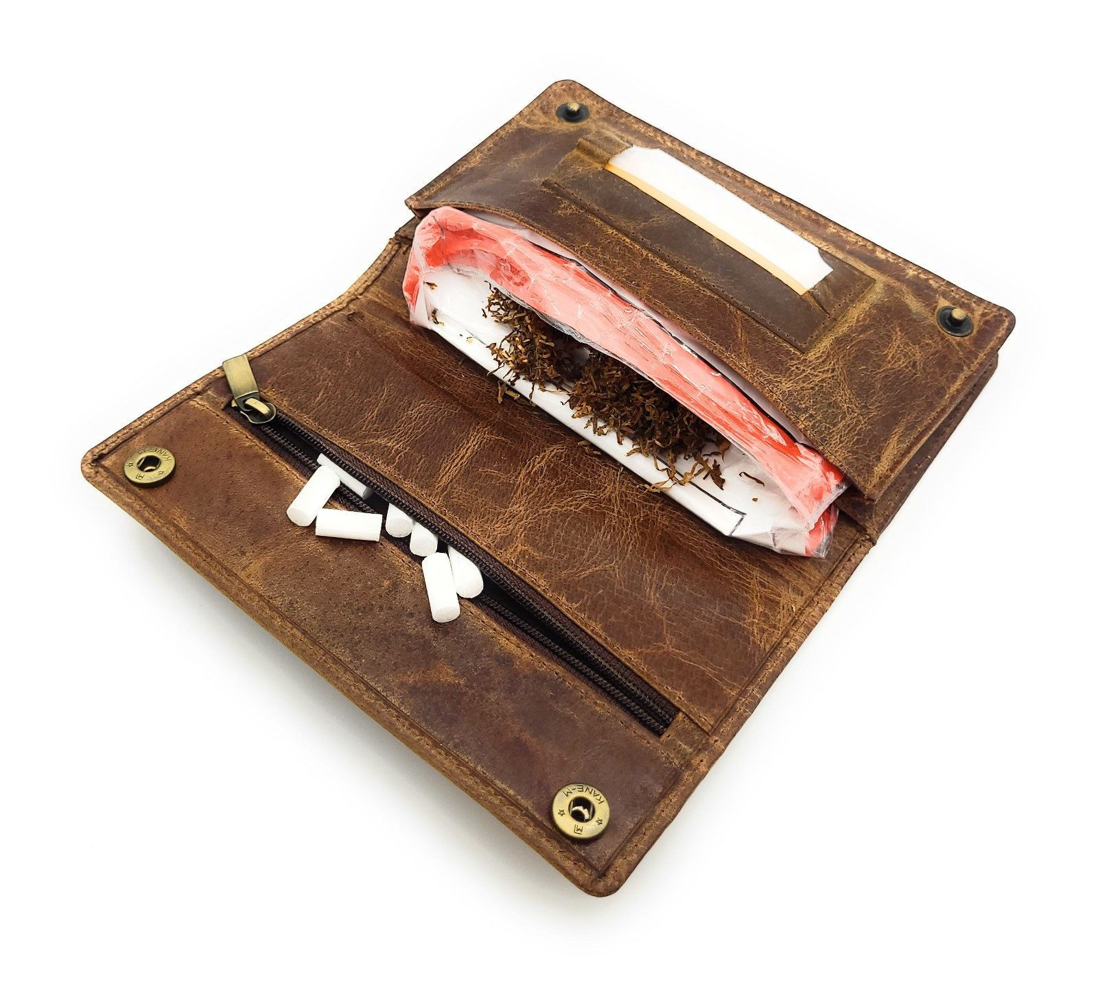 Lemasi Tabakbeutel echt Leder Tabaktasche Drehertasche Tabaketui, Komfortgr günstig online kaufen